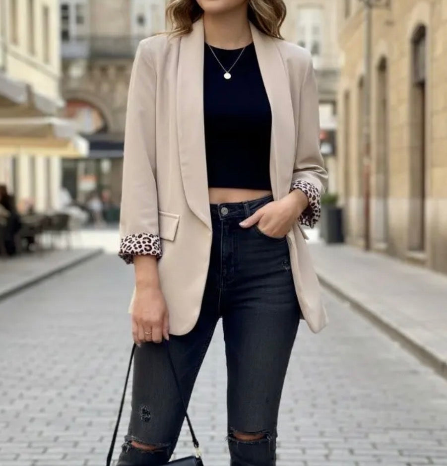 Blazer Beige/Léopard