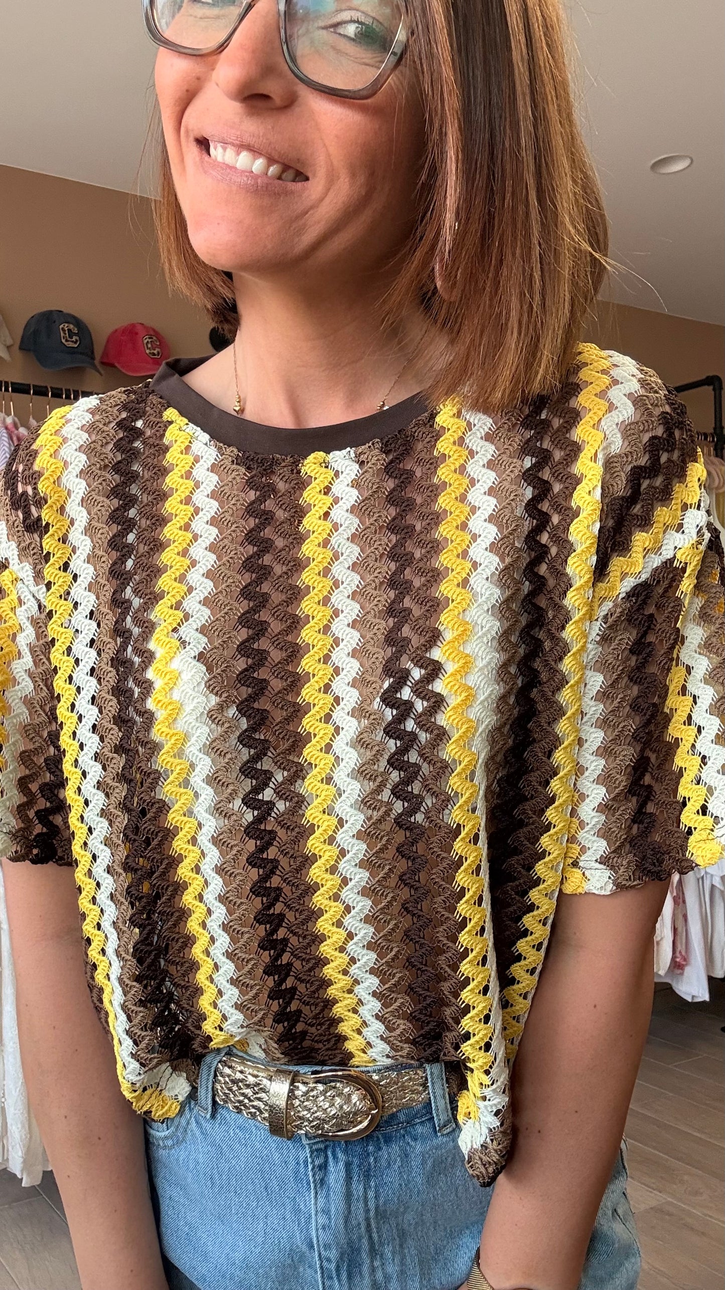 Top crochet Marron