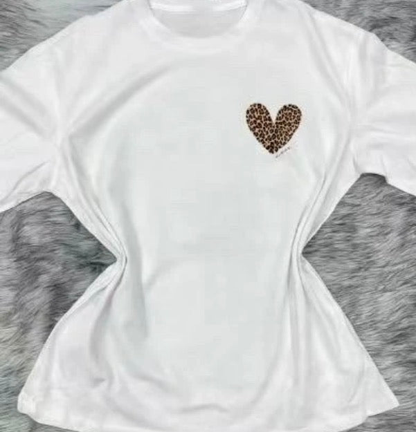 Tee Shirt Amour Léopard coeur