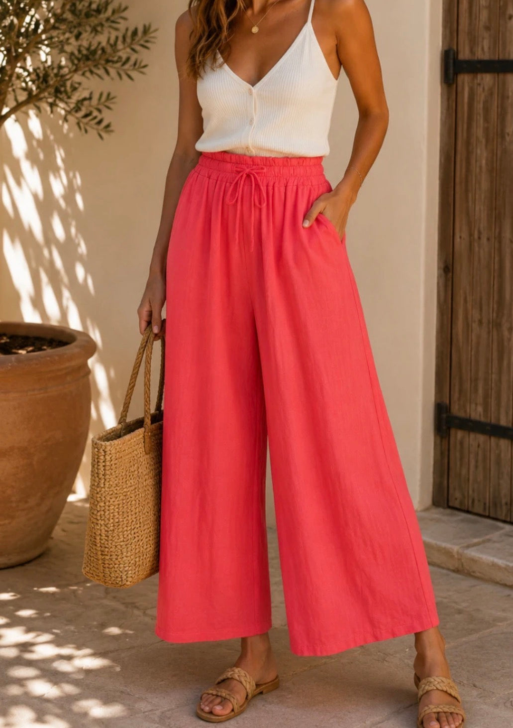 Pantalon Coton Corail