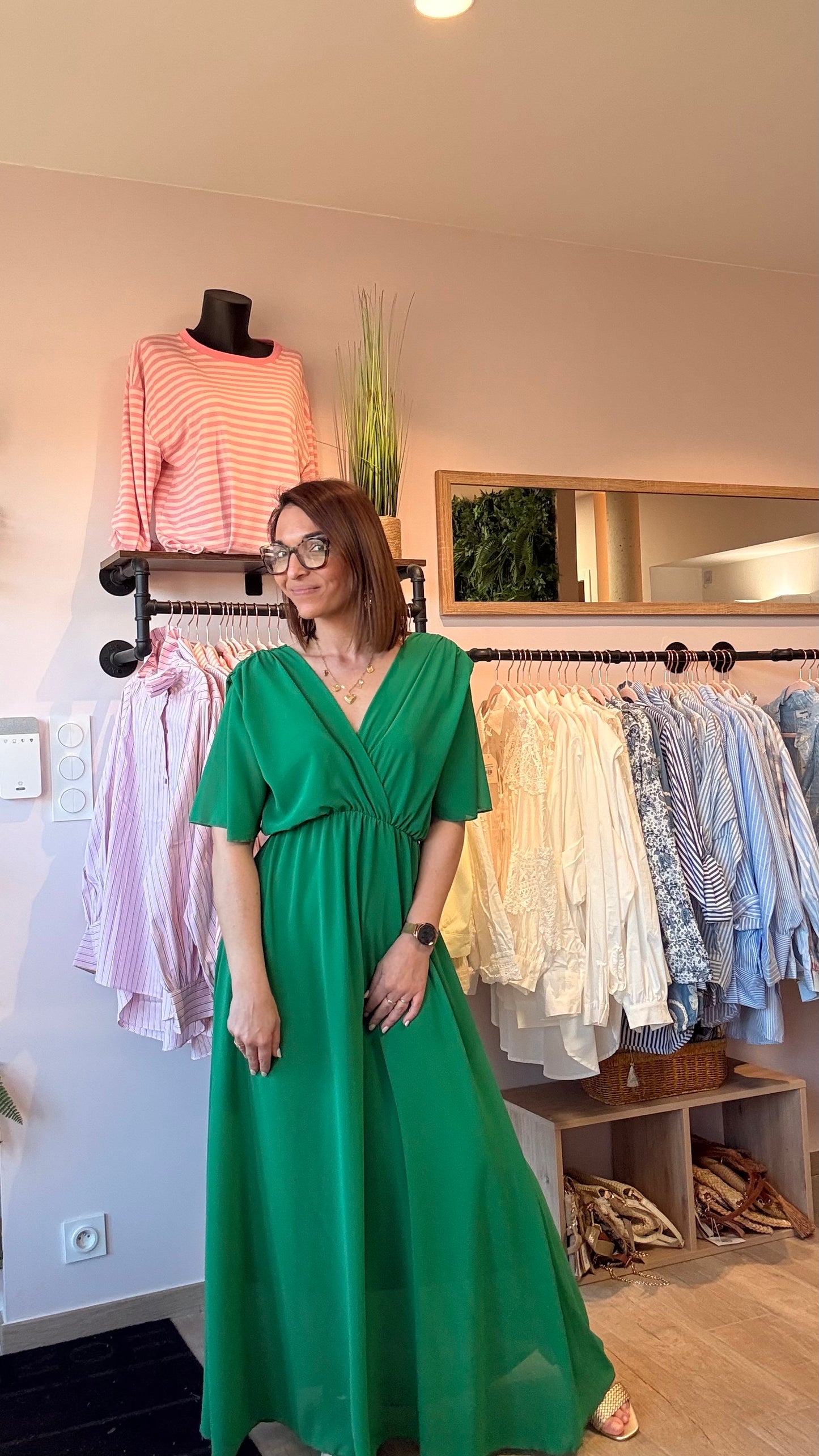 Robe longue fluide Vert