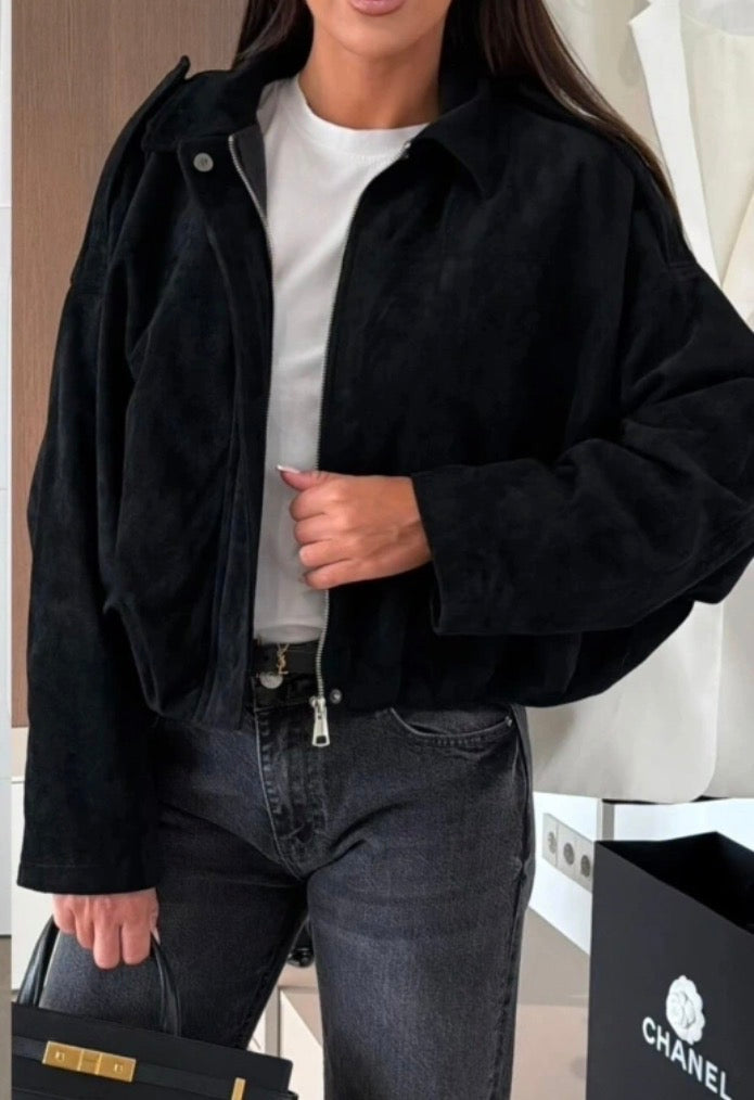 Veste Suédine Noir