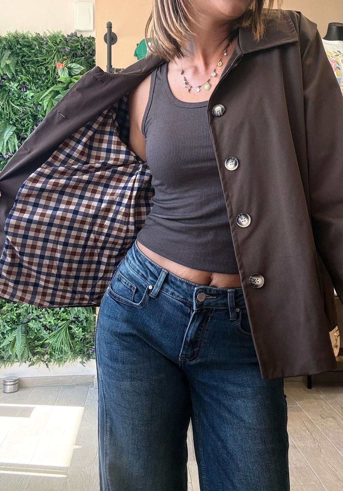 Trench Court Marron/Vichy