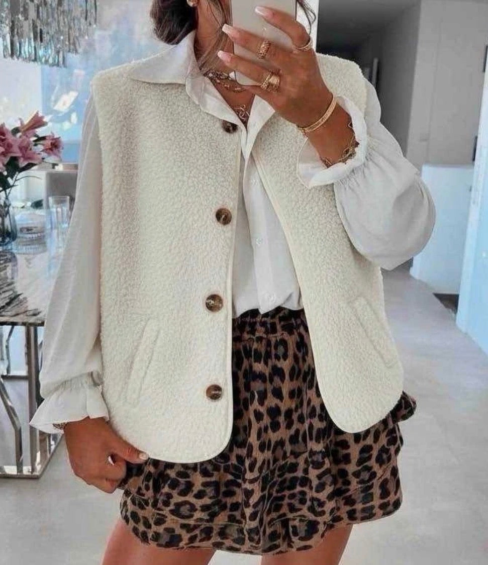 Gilet SM Boutons Crème