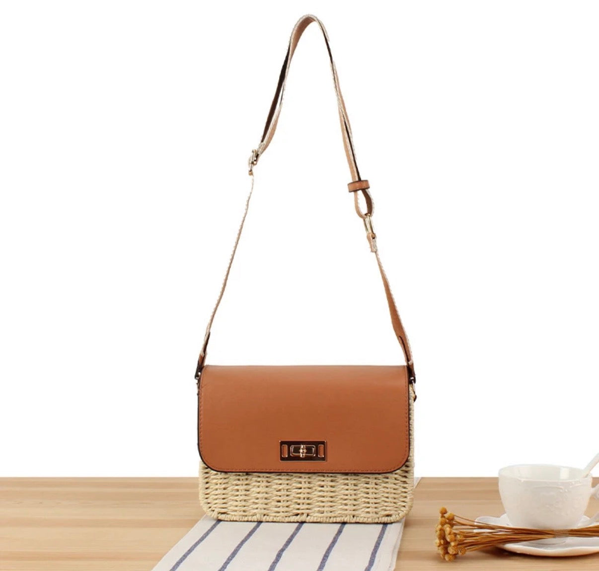 Sac Bandoulière tressé Beige