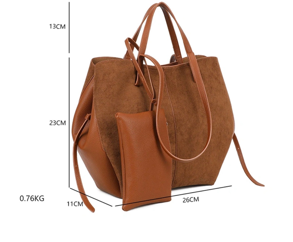 Sac Cabas Suédine Camel
