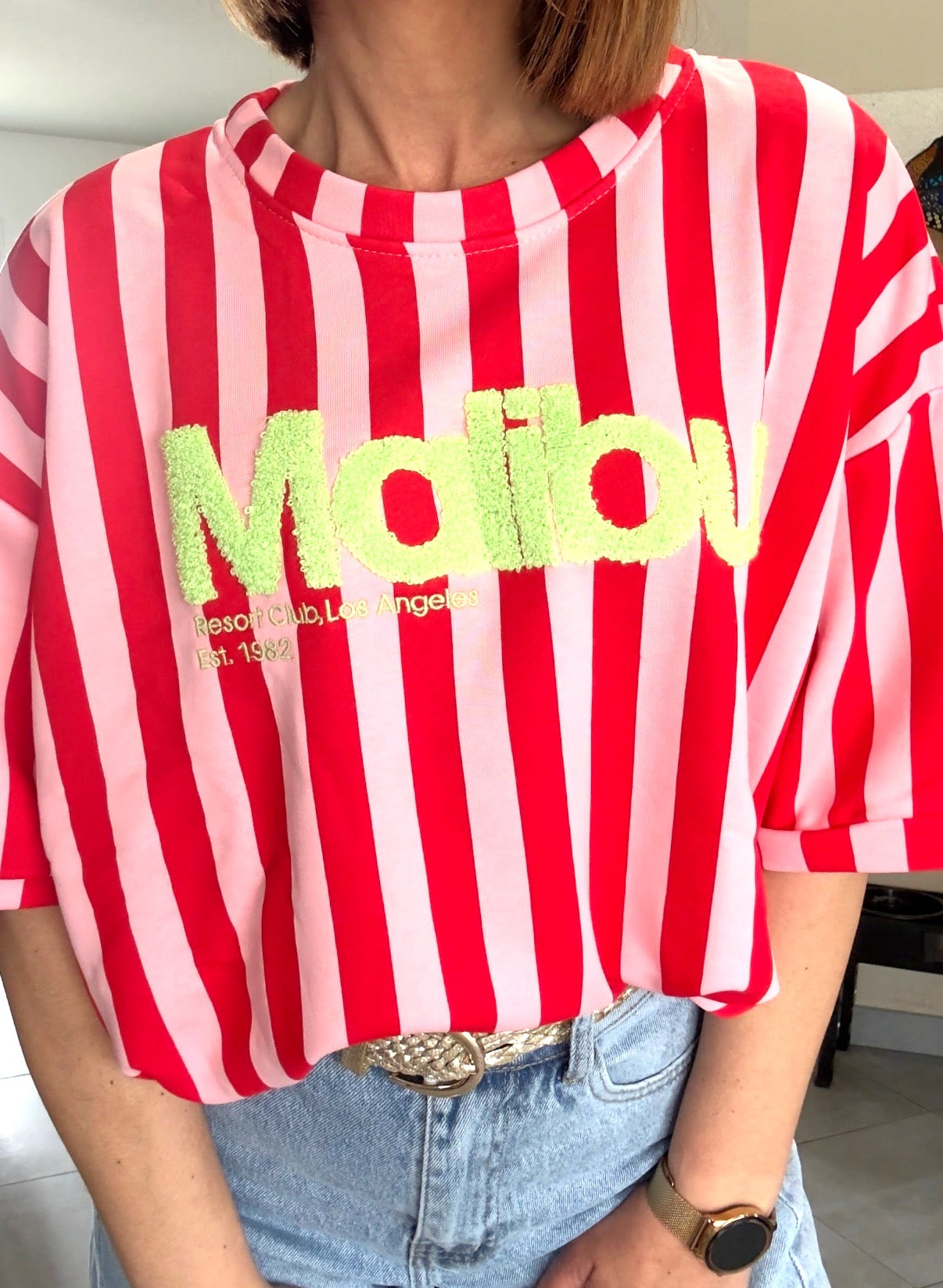 Tee Shirt Rayé Rouge MALIBU