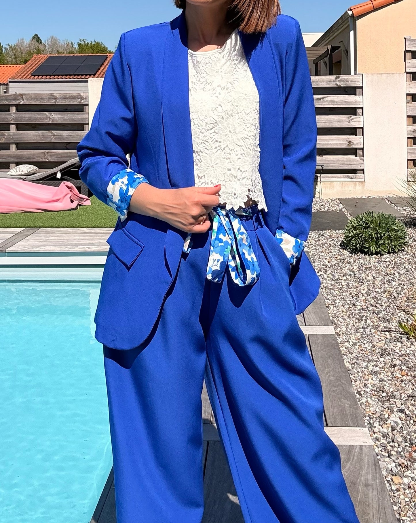 Blazer Bleu/Fleuri