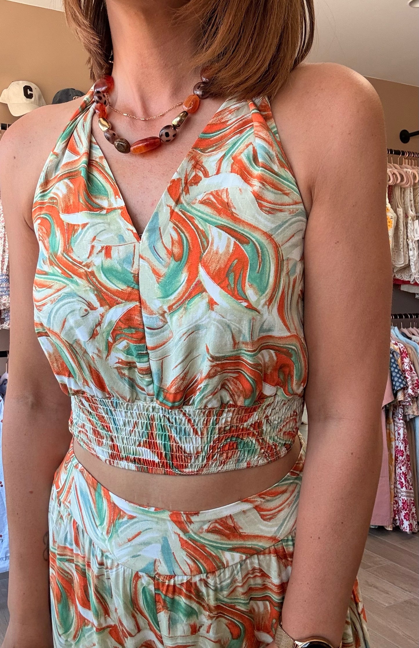 Ensemble top+pantalon orange
