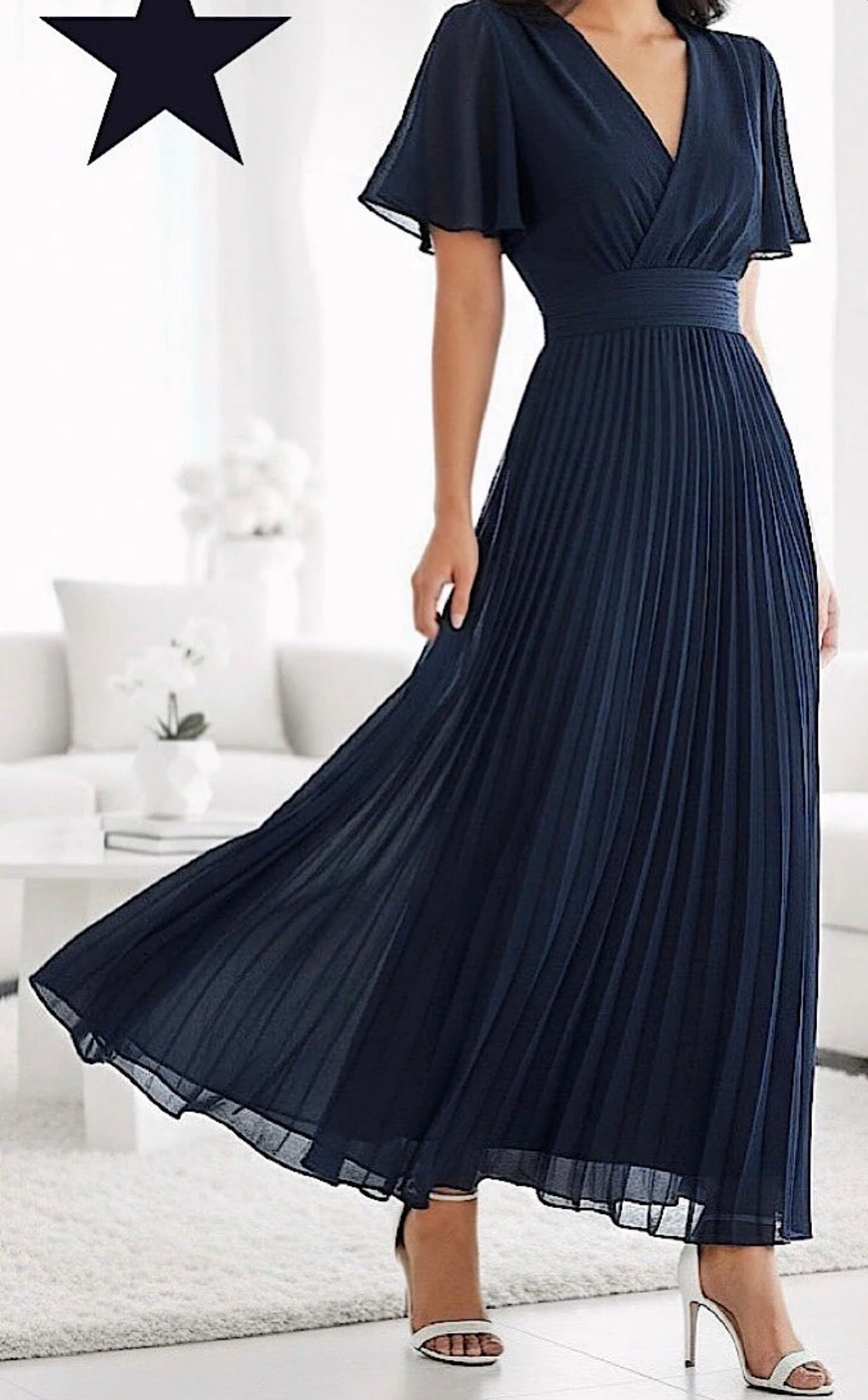 Robe Croisée/Plissée Marine