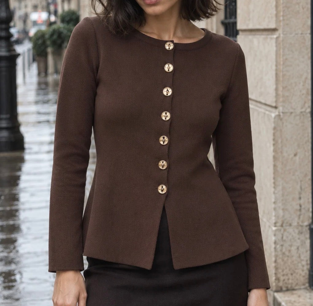 Gilet Boutonné Marron