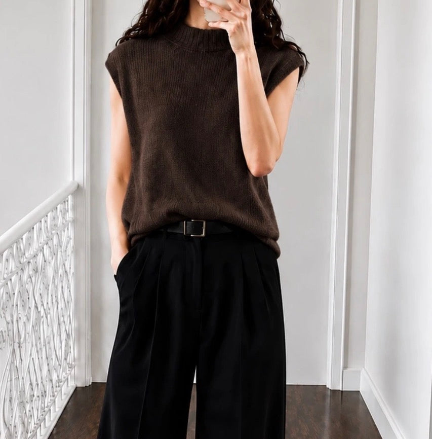 Pull SM dos ouvert Marron