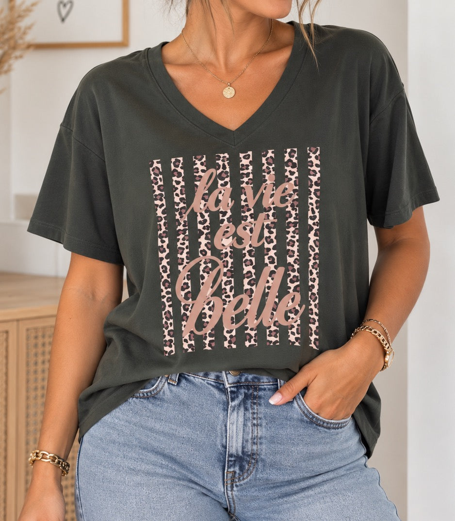Tee Shirt Kaki La vie est belle