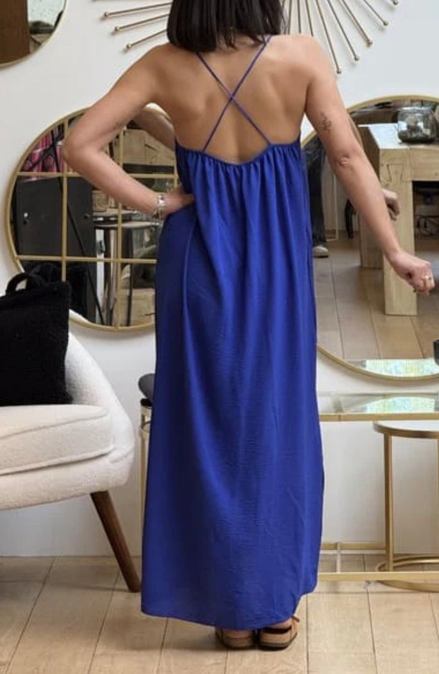 Robe longue Croisé Bleu roi