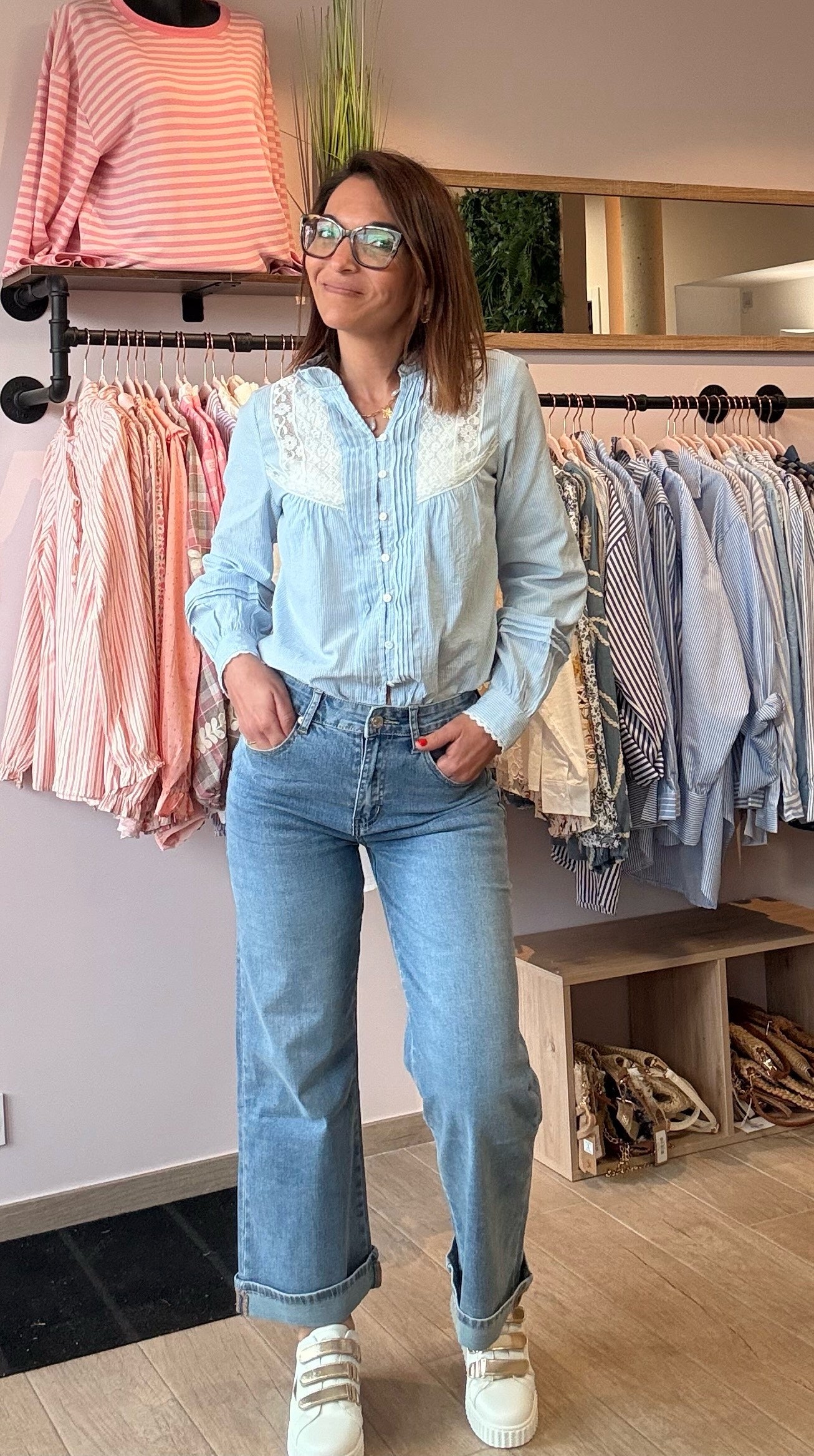 Jean Wide leg retroussé