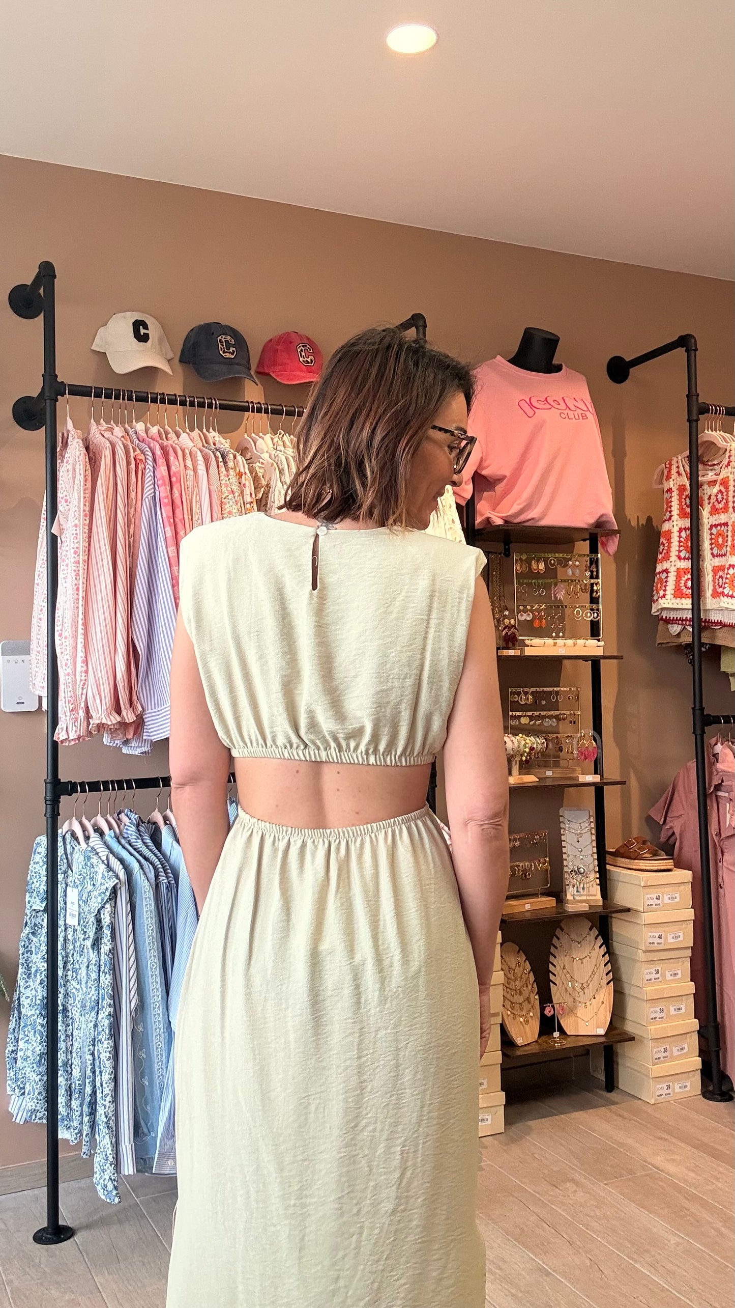 Robe longue Beige ouverte