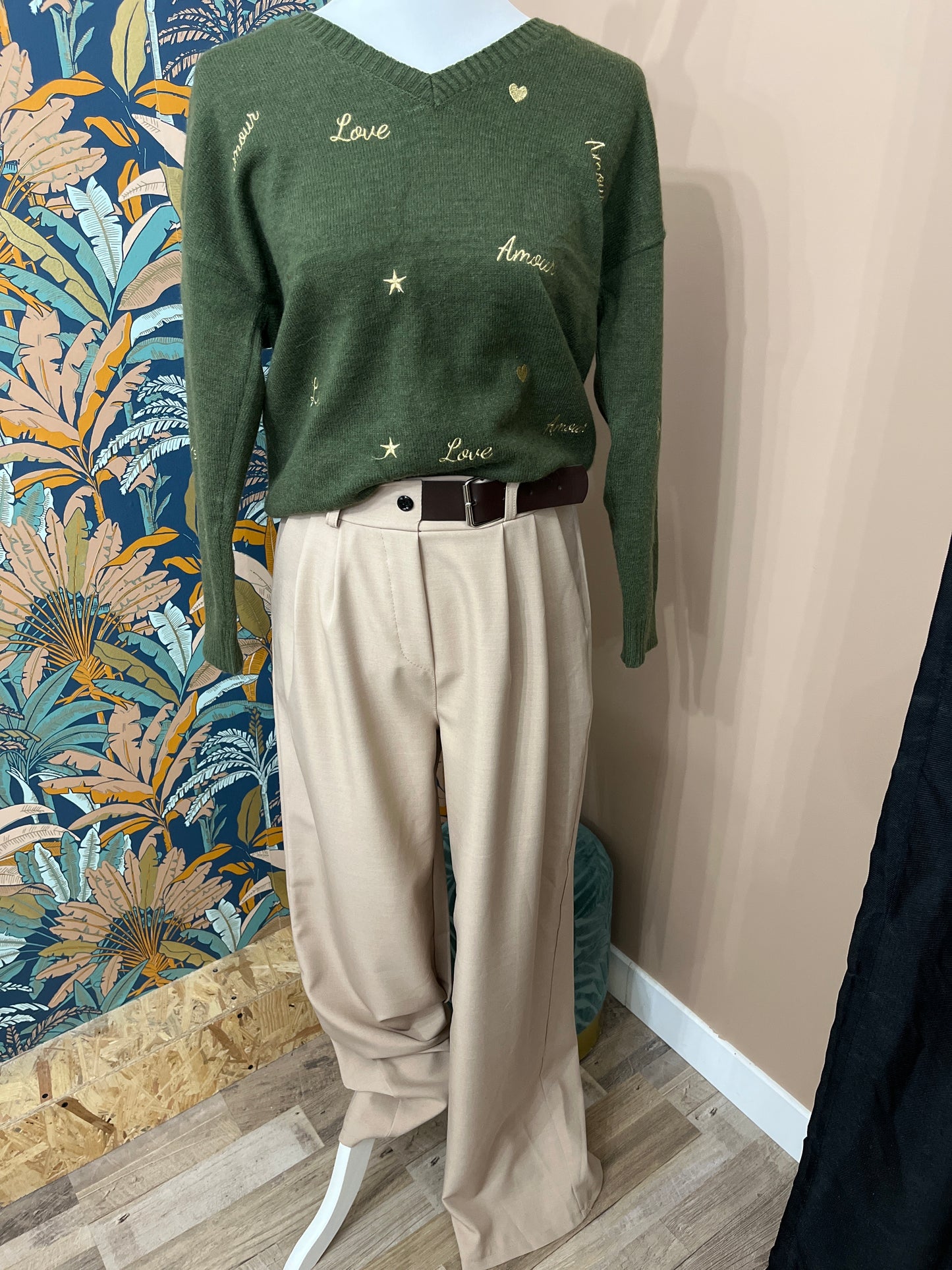 Pantalon fluide beige