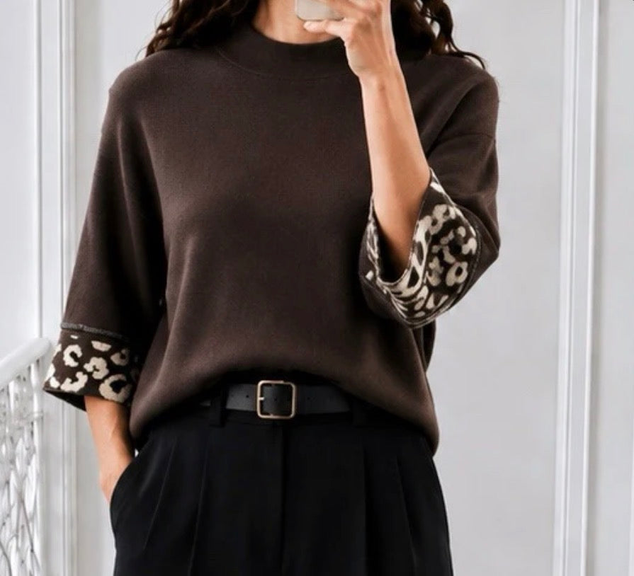 Pull col montant Marron