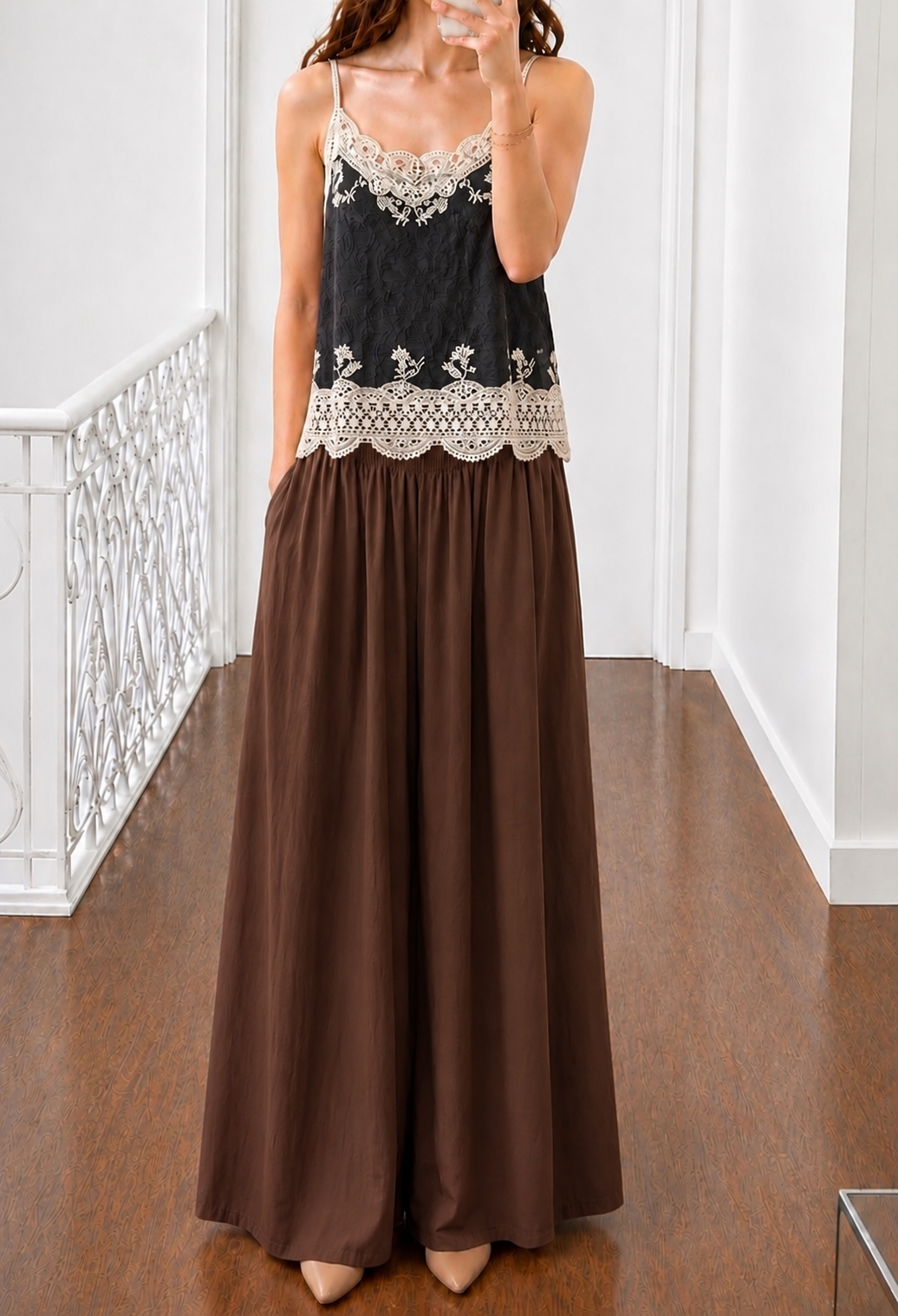 Pantalon ample Marron