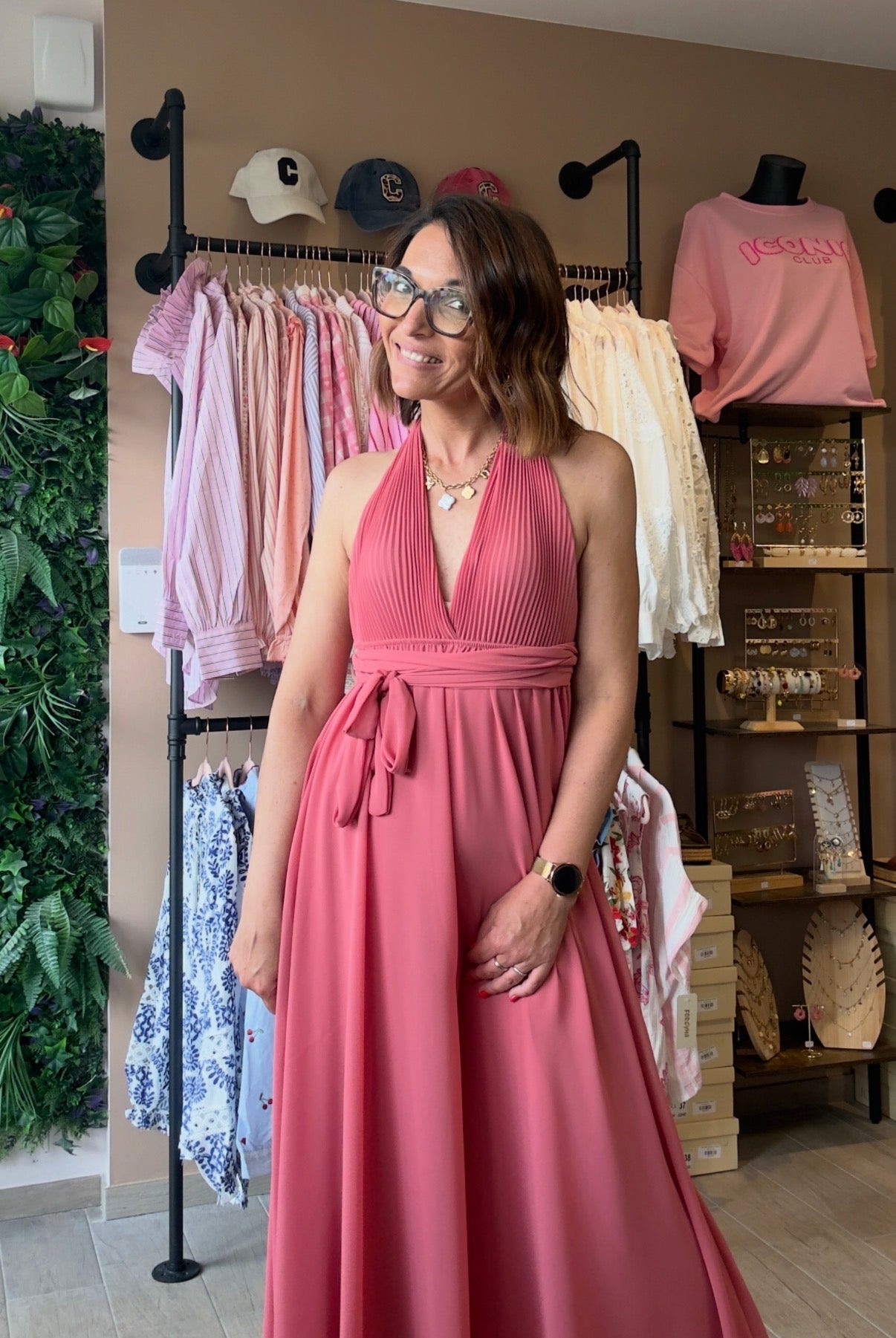 Robe dos nu Plissée Cuivre