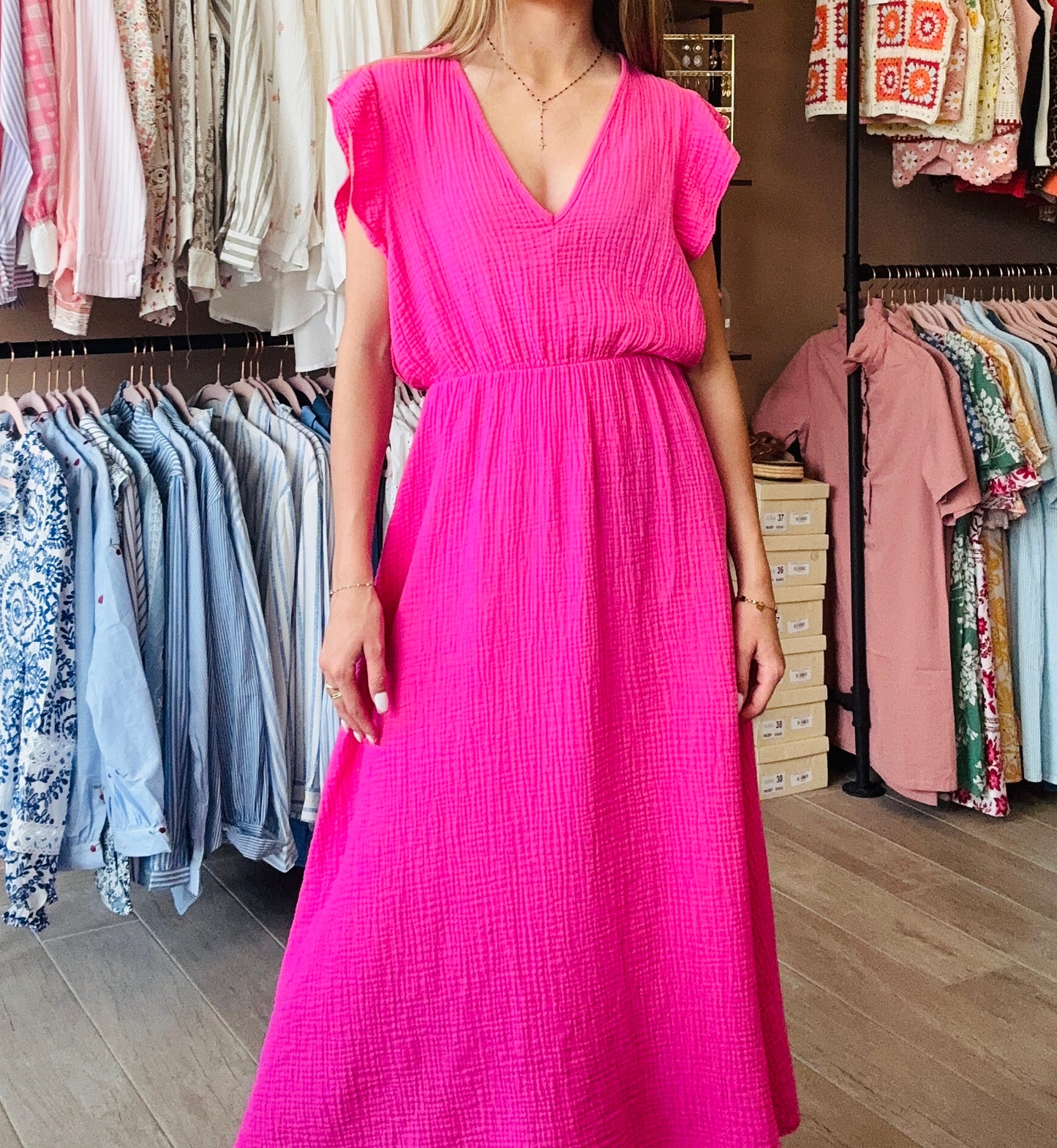 Robe Gaze de coton Fushia