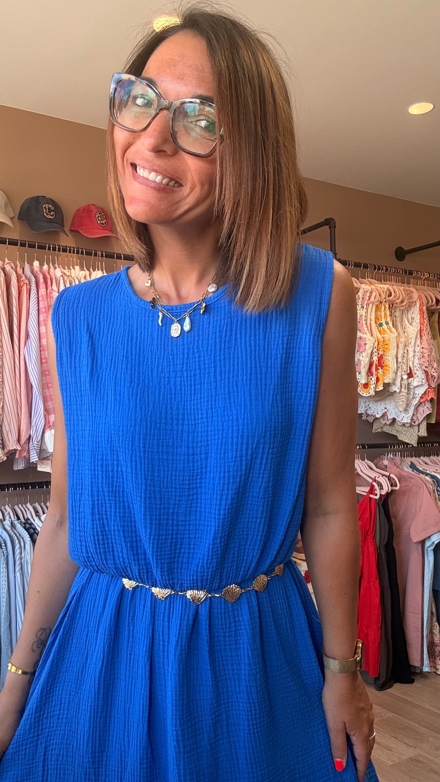 Ensemble Gaze de coton Bleu Roi