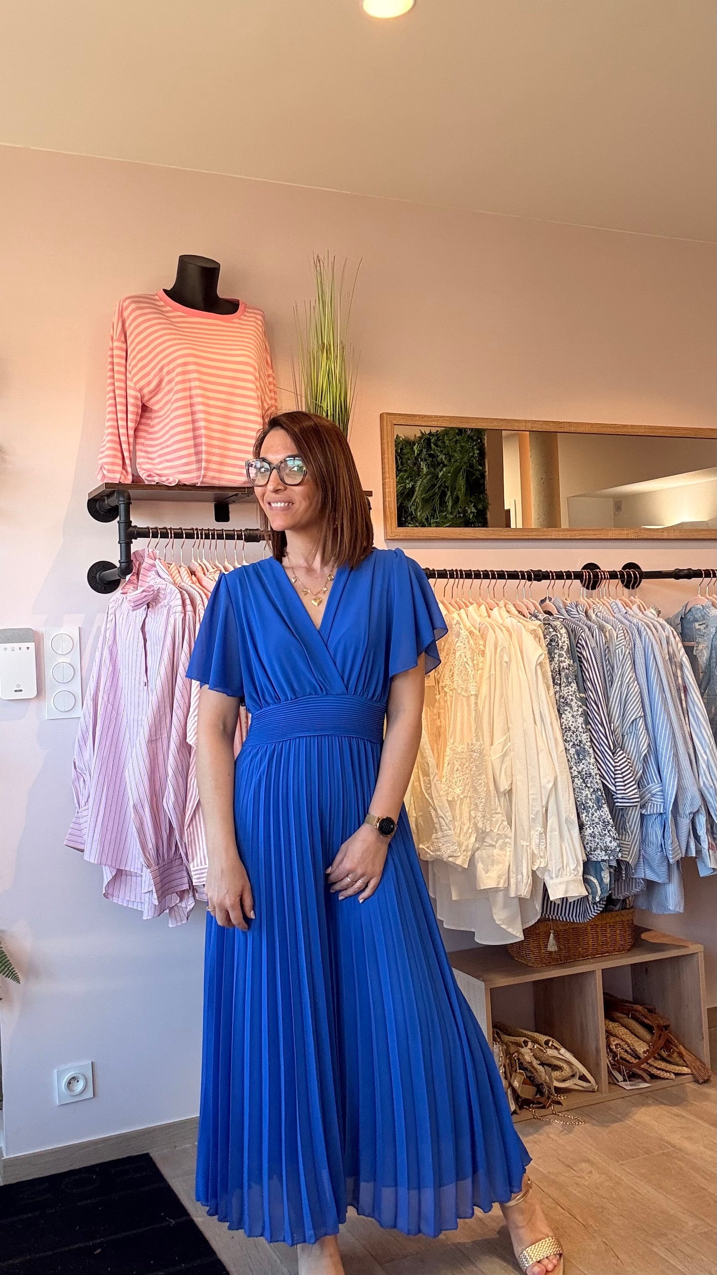 Robe Croisée/Plissée Bleue