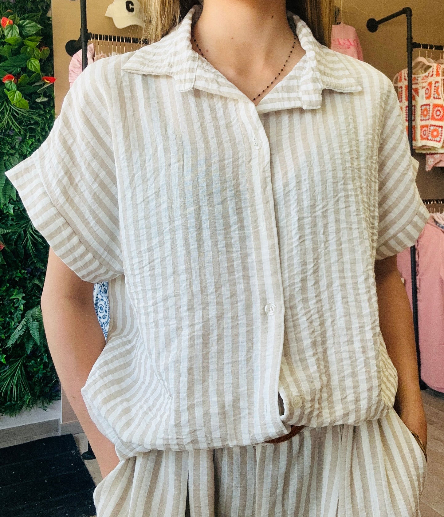 Ensemble rayé Beige