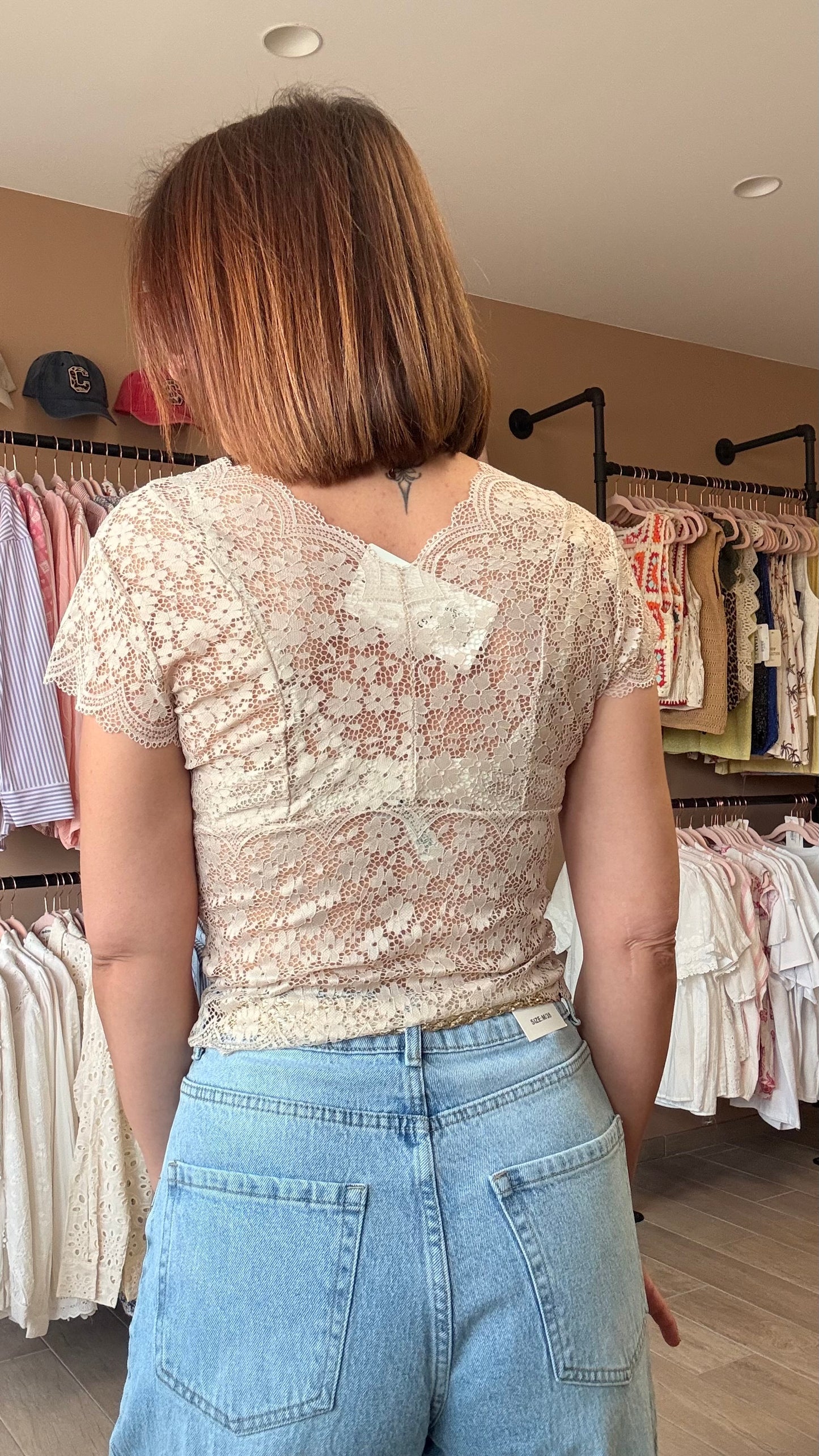 Top dentelle Beige