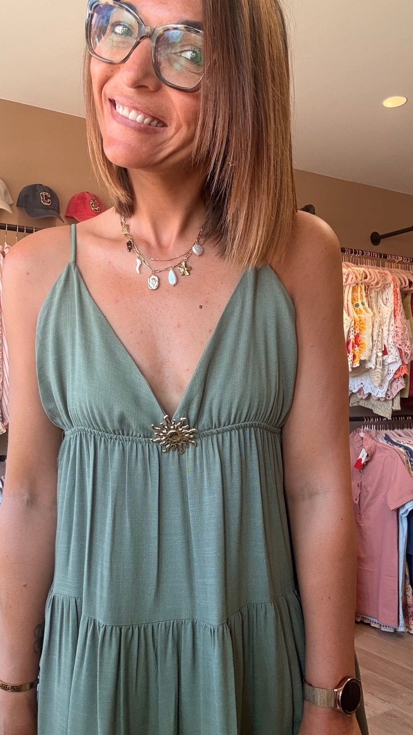 Robe courte Bijoux Kaki