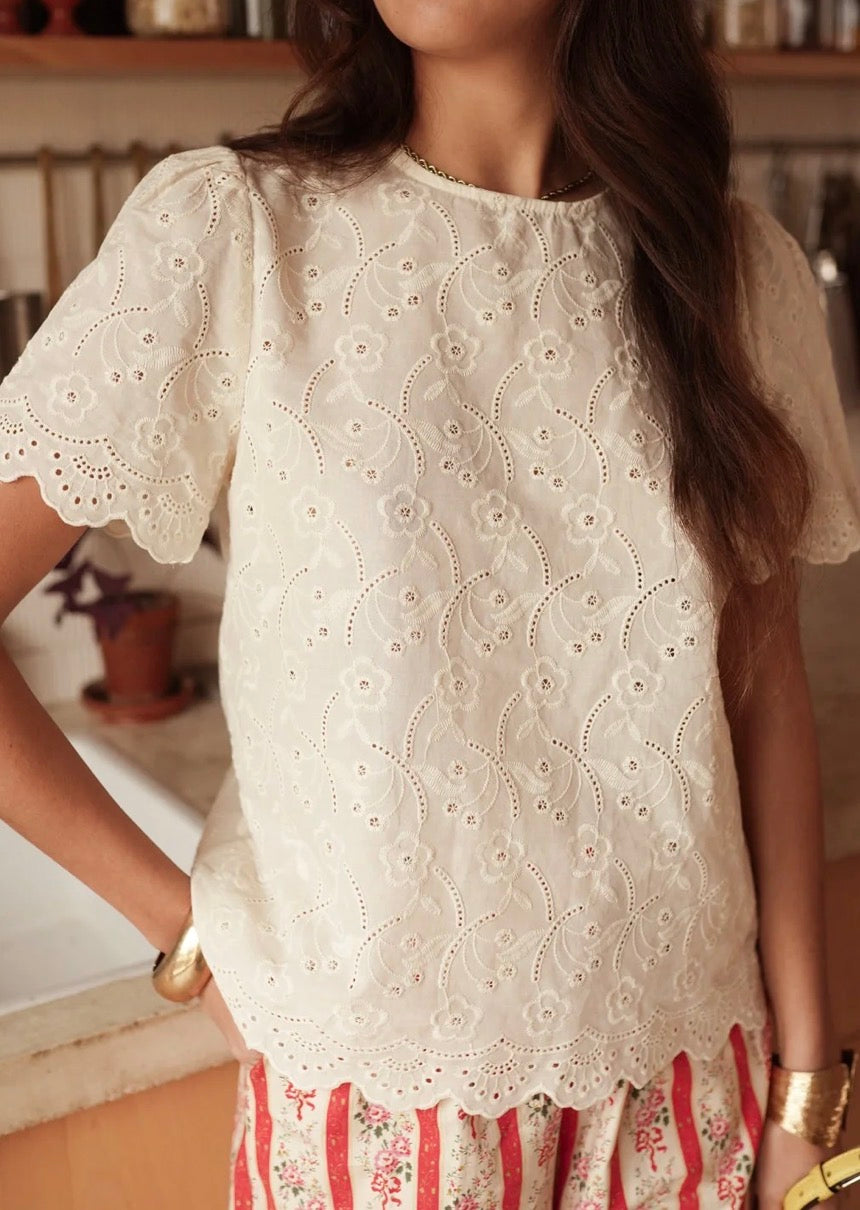 Blouse MC Broderie Ecru