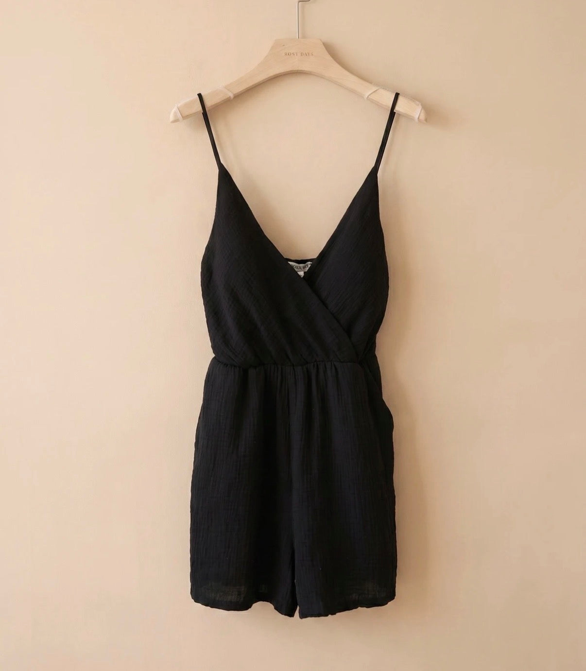 Combi-short Gaze de coton Noir