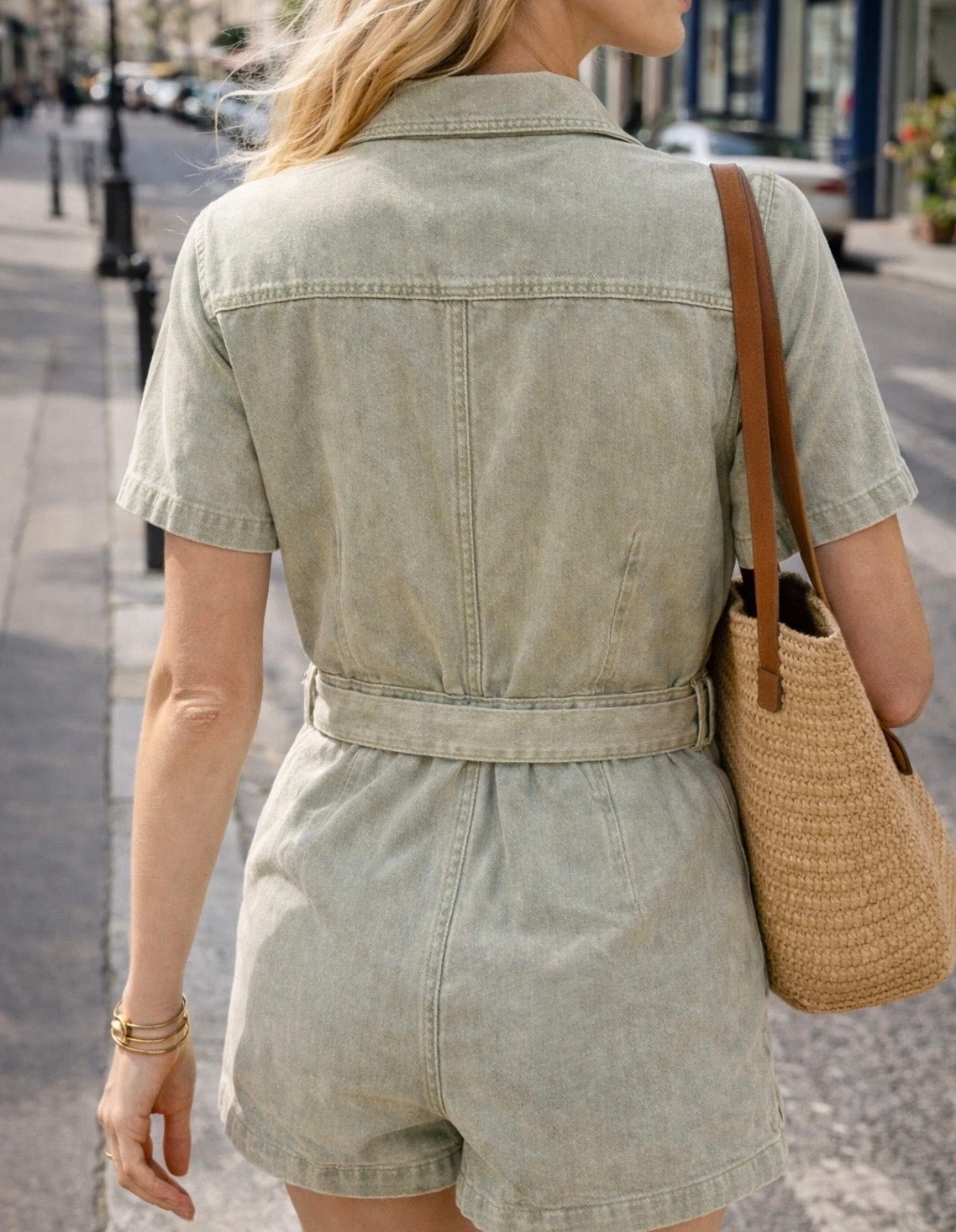 Combi-short jean Kaki