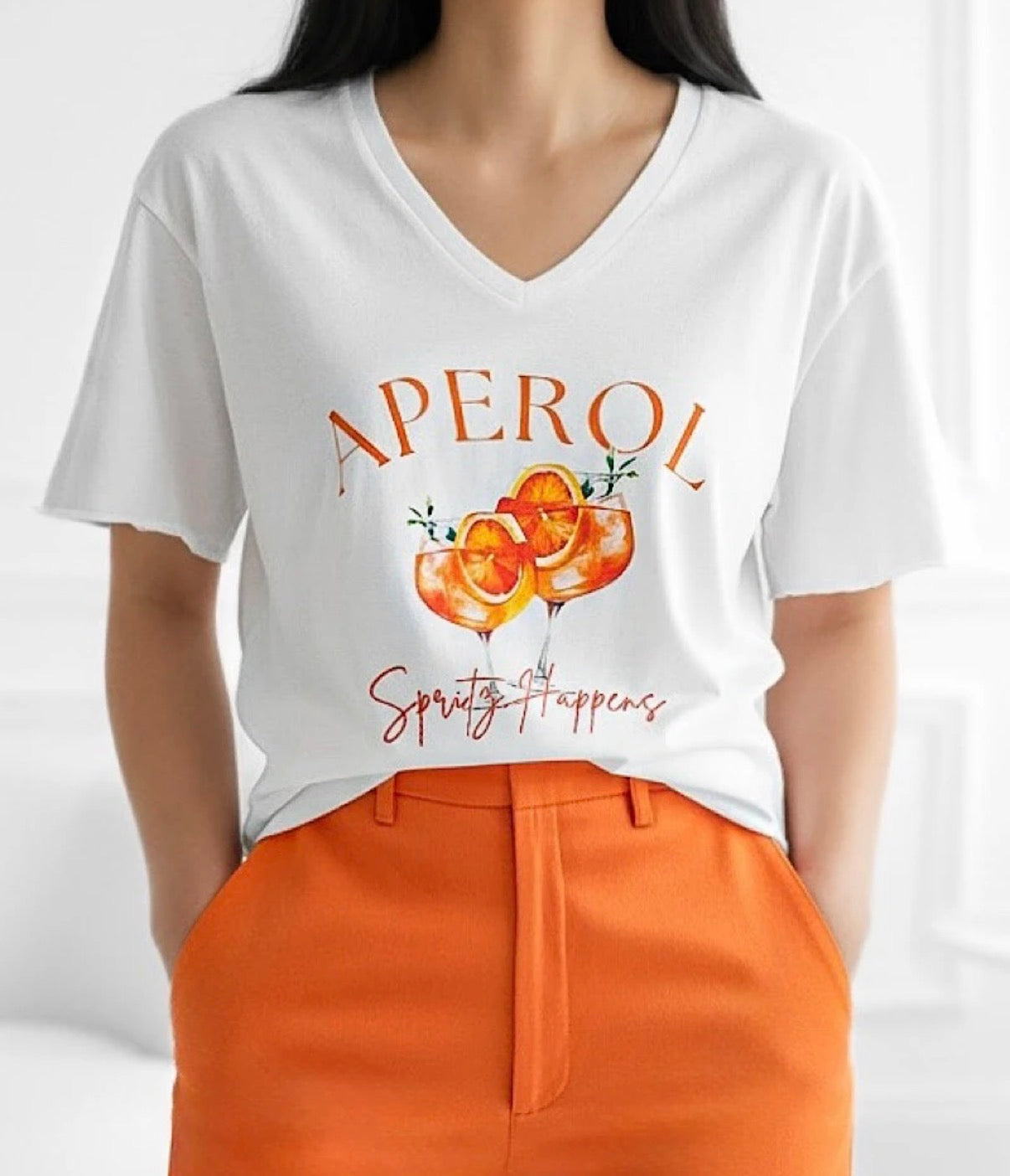Tee shirt Blanc/orange