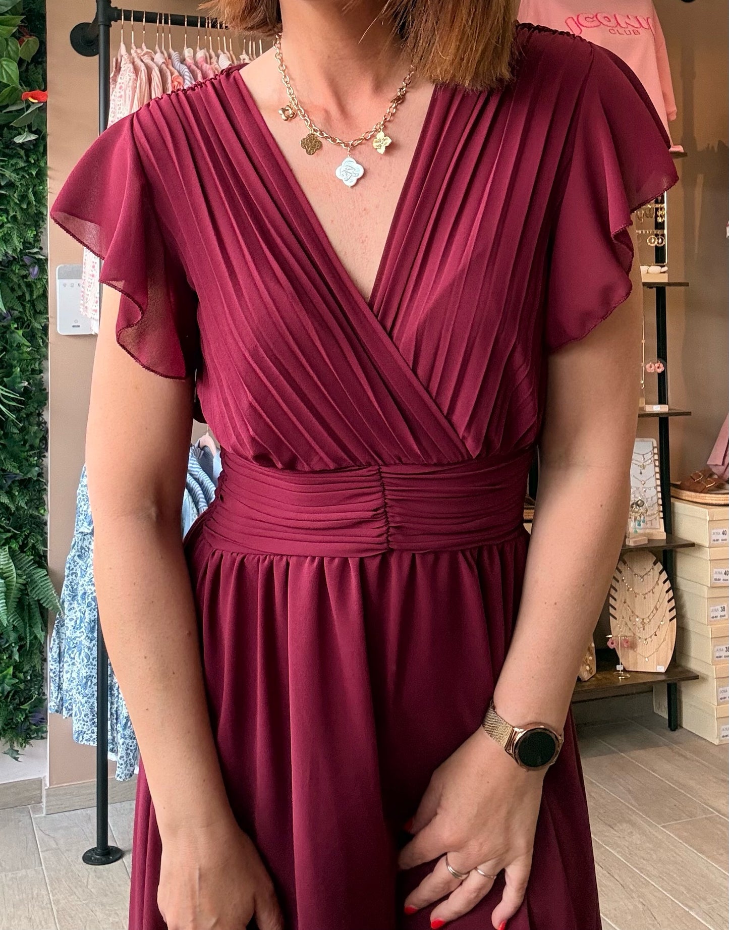 Robe Haut plissée Bordeaux