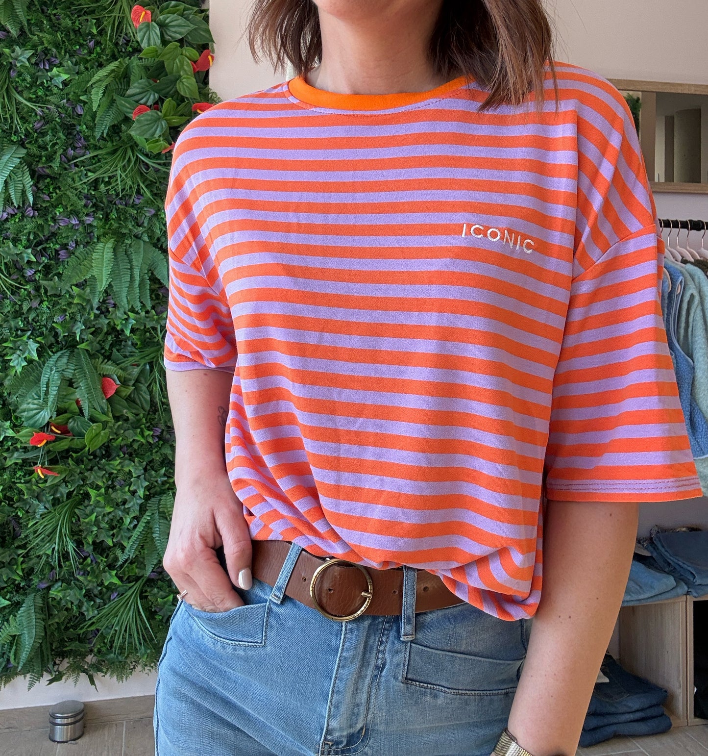 Tee shirt Rayé Orange ICONIC