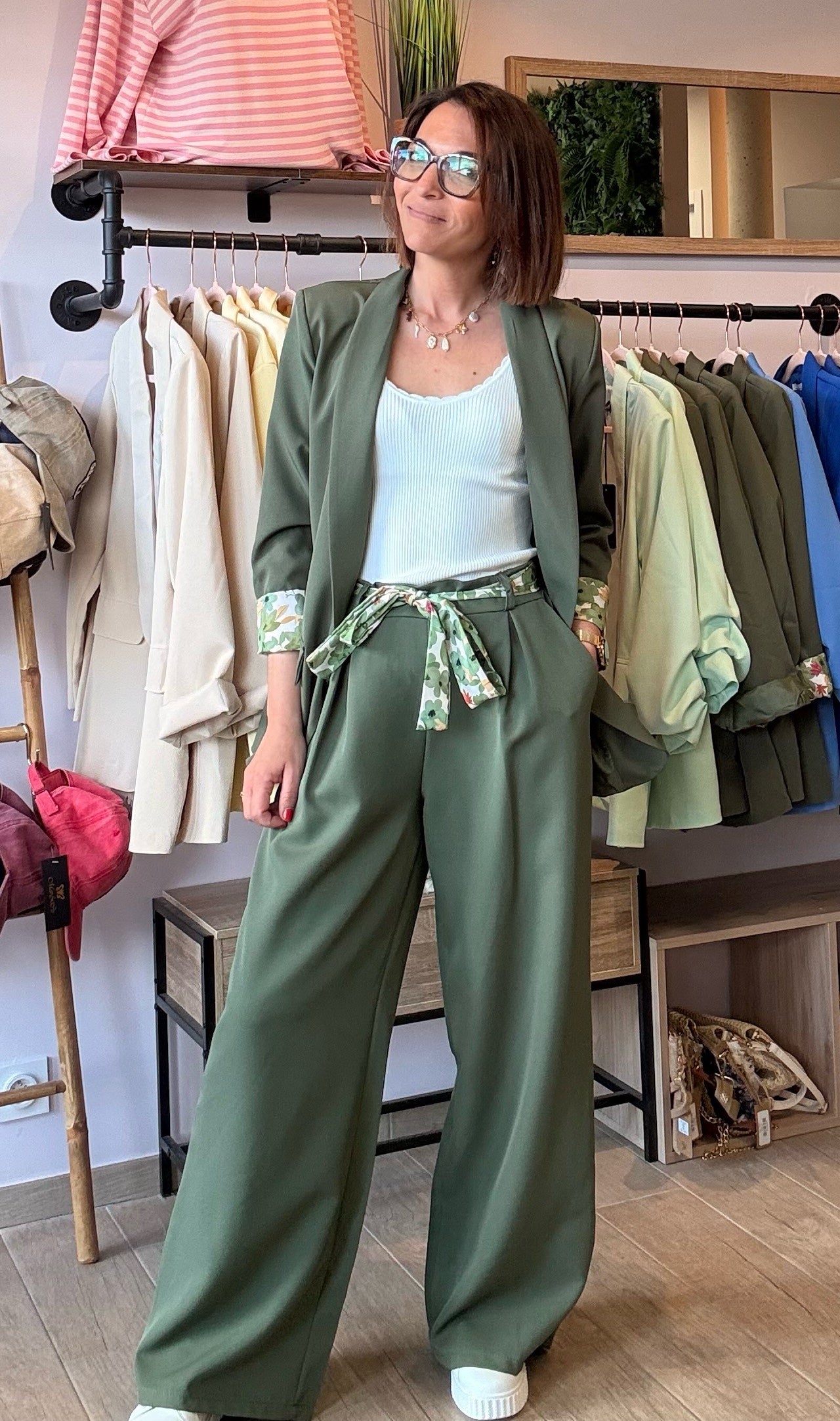 Blazer Kaki/Fleuri