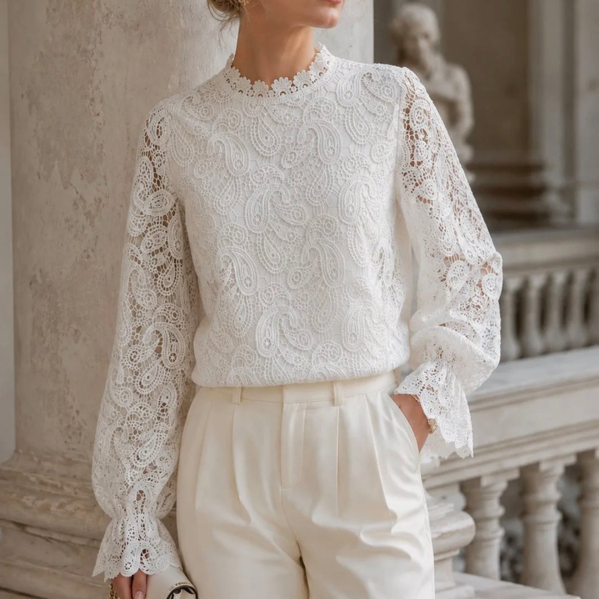 Top ML Dentelle Blanc