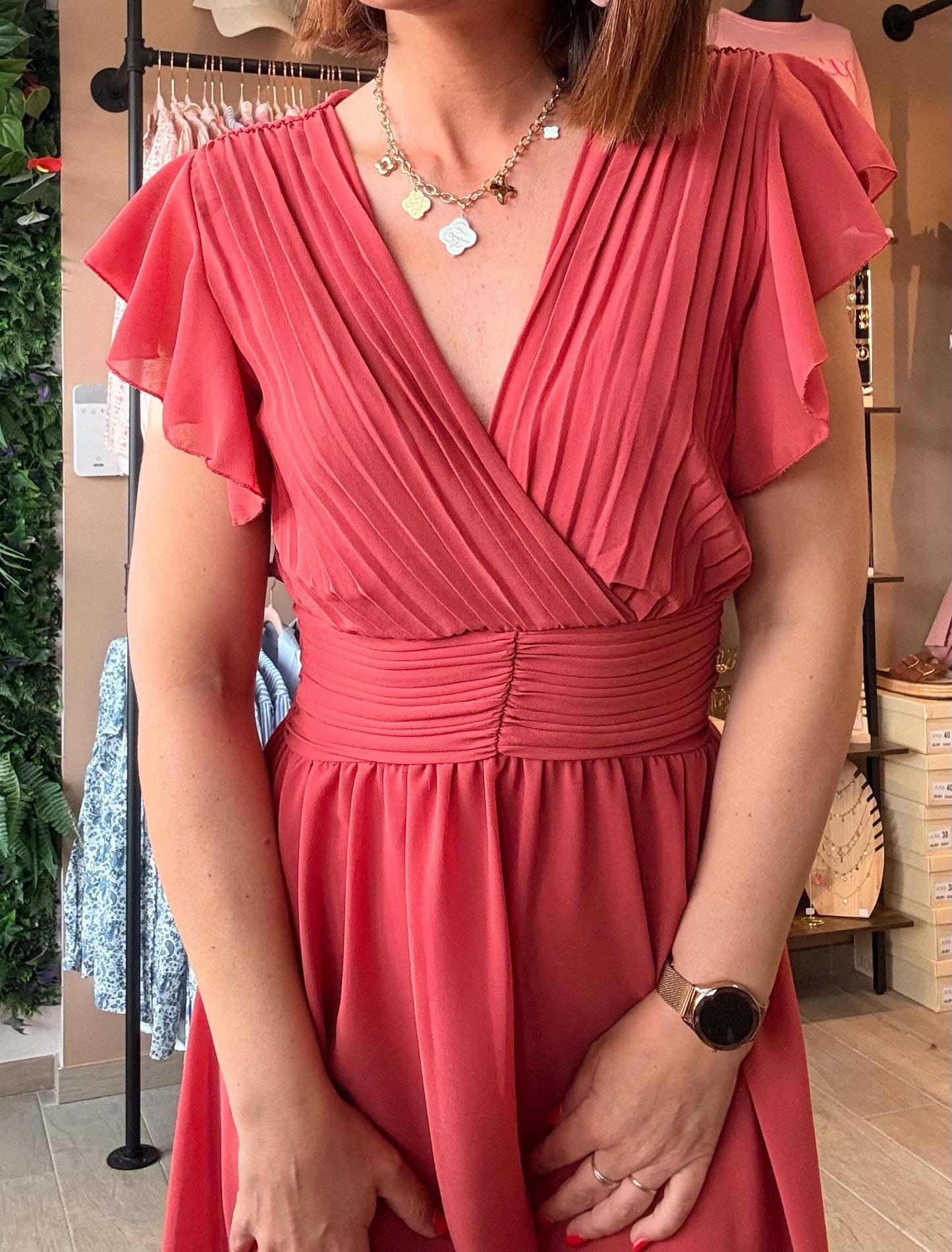 Robe Haut plissée Vieux rose