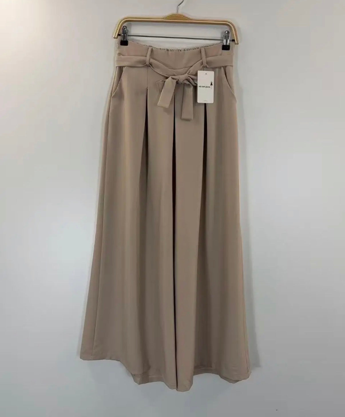 Pantalon Large Fluide Beige