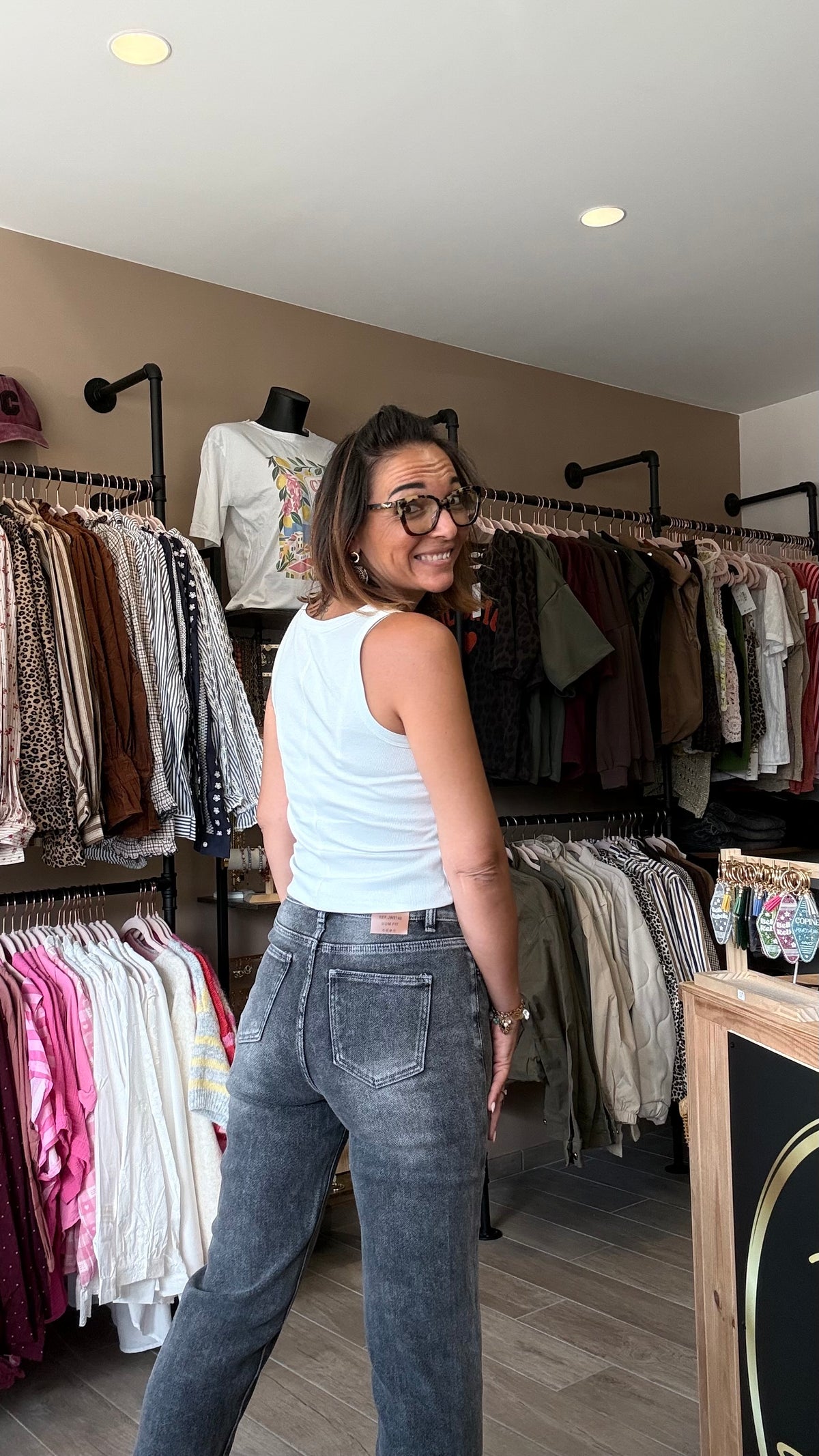 Jean Mom gris foncé