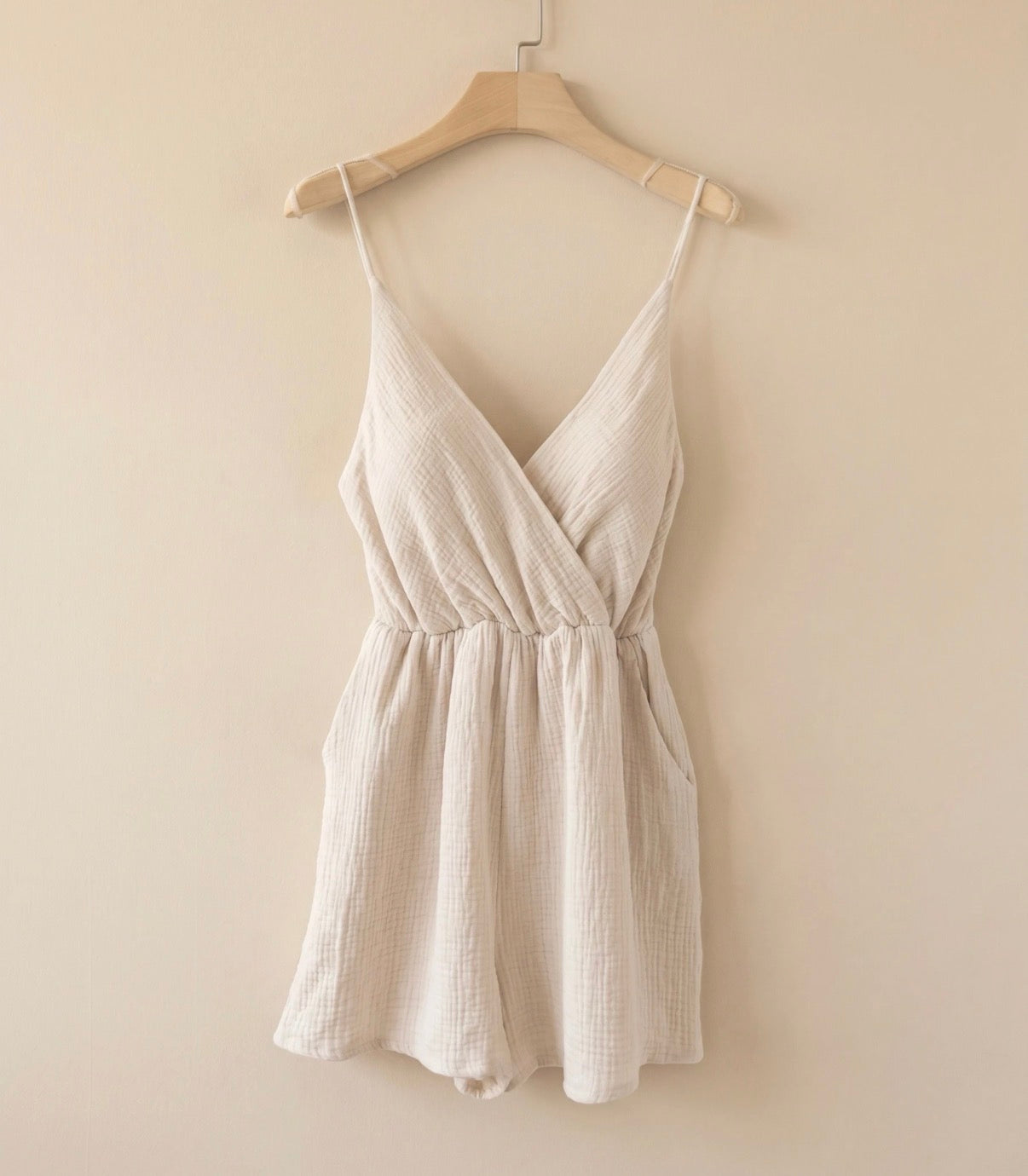 Combi-short Gaze de coton Beige