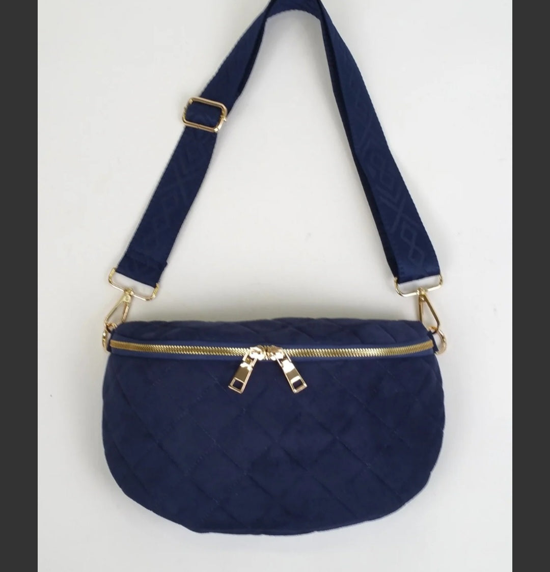 Sac banane Velours matelassé Marine