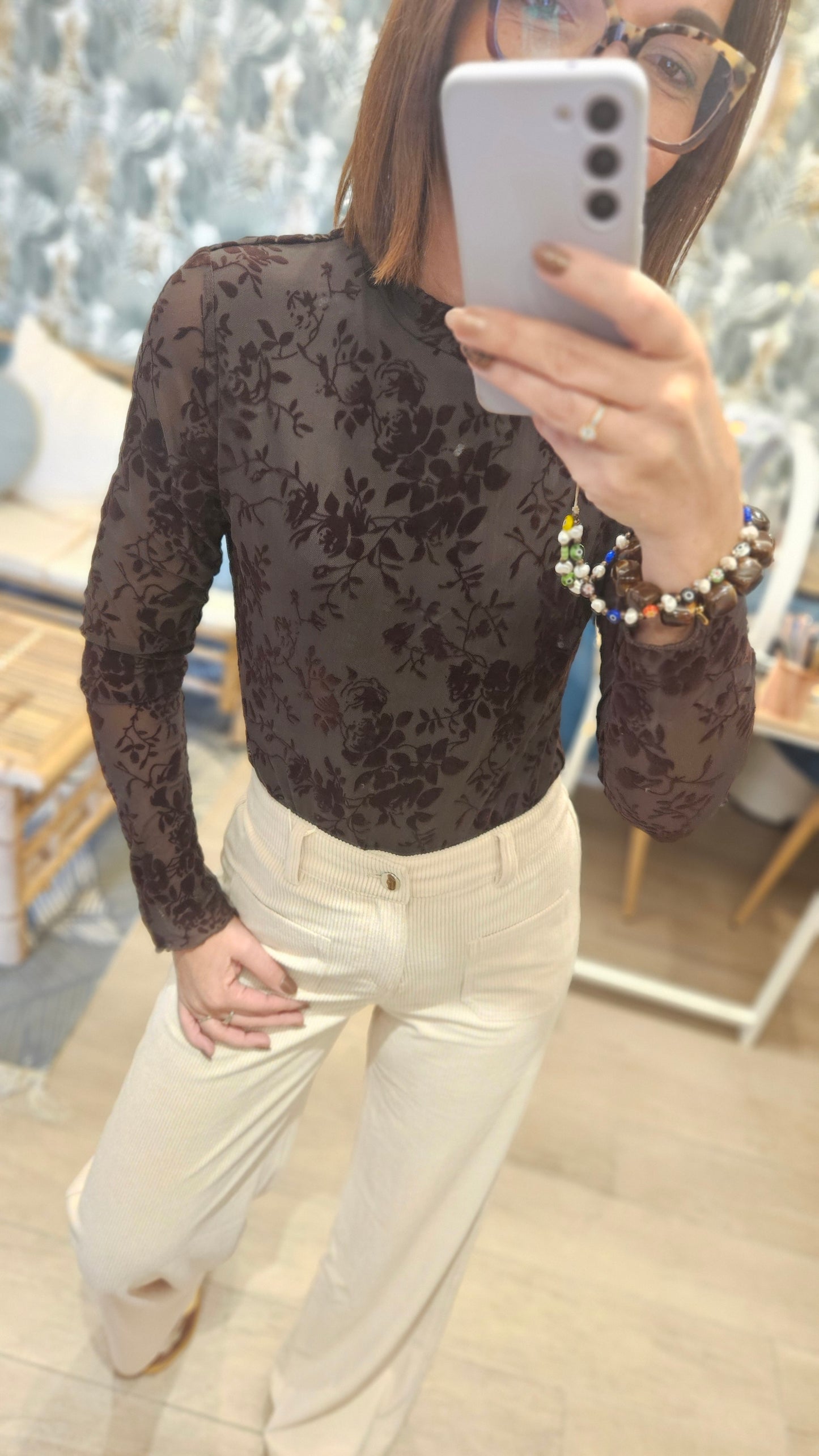 Pantalon velours Ecru