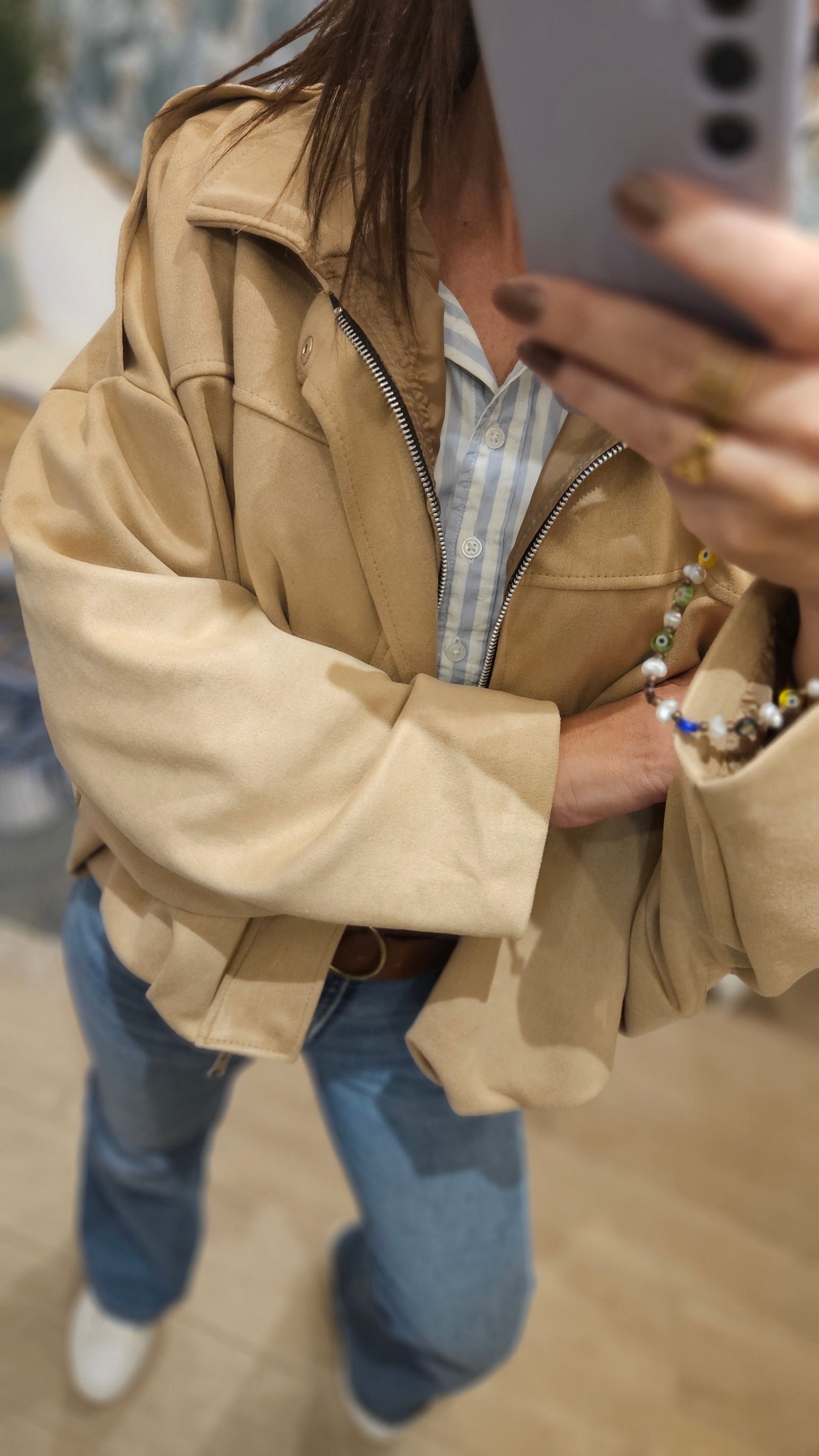 Veste Oversize suedine Camel