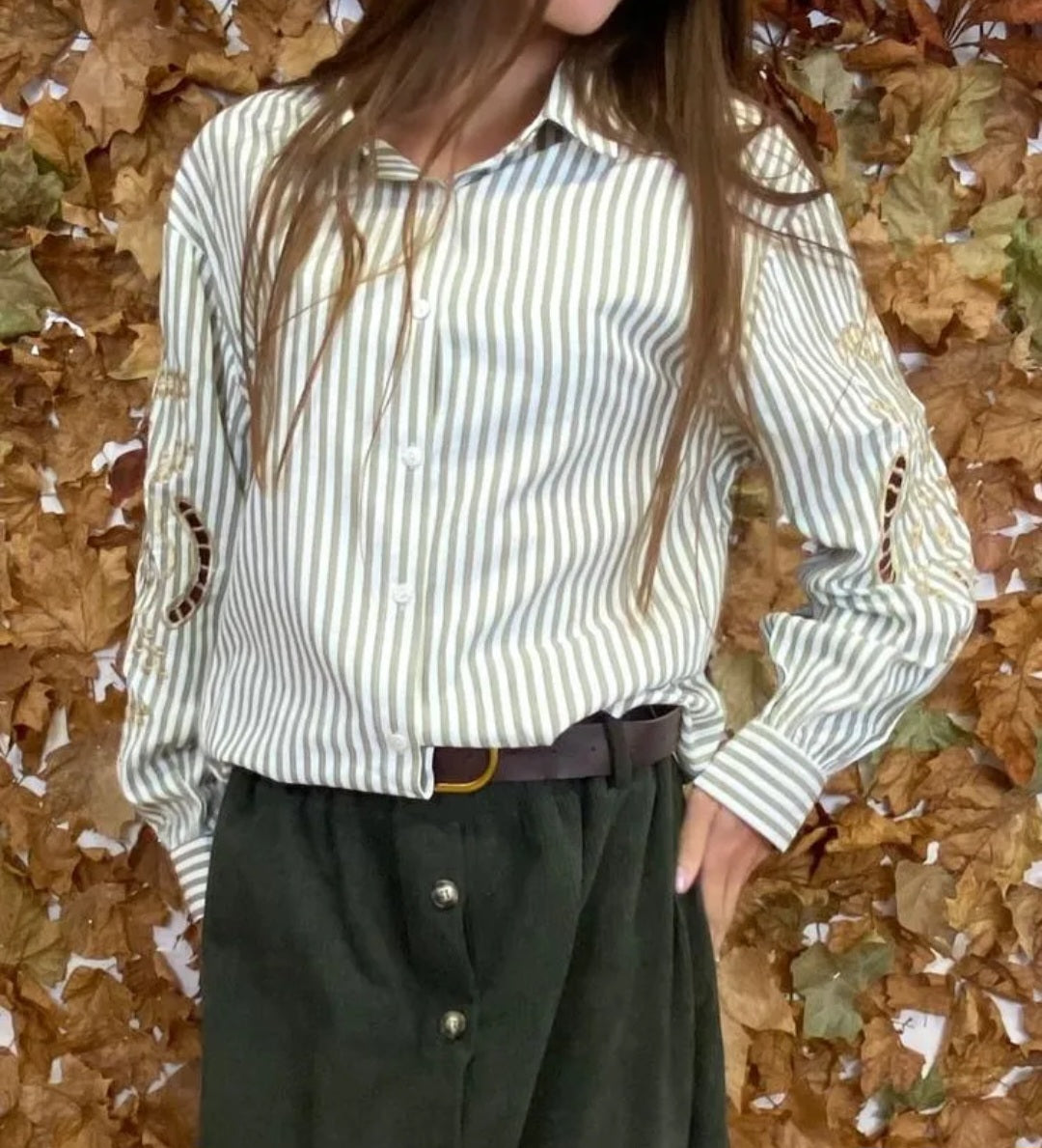 Chemise à rayures Kaki