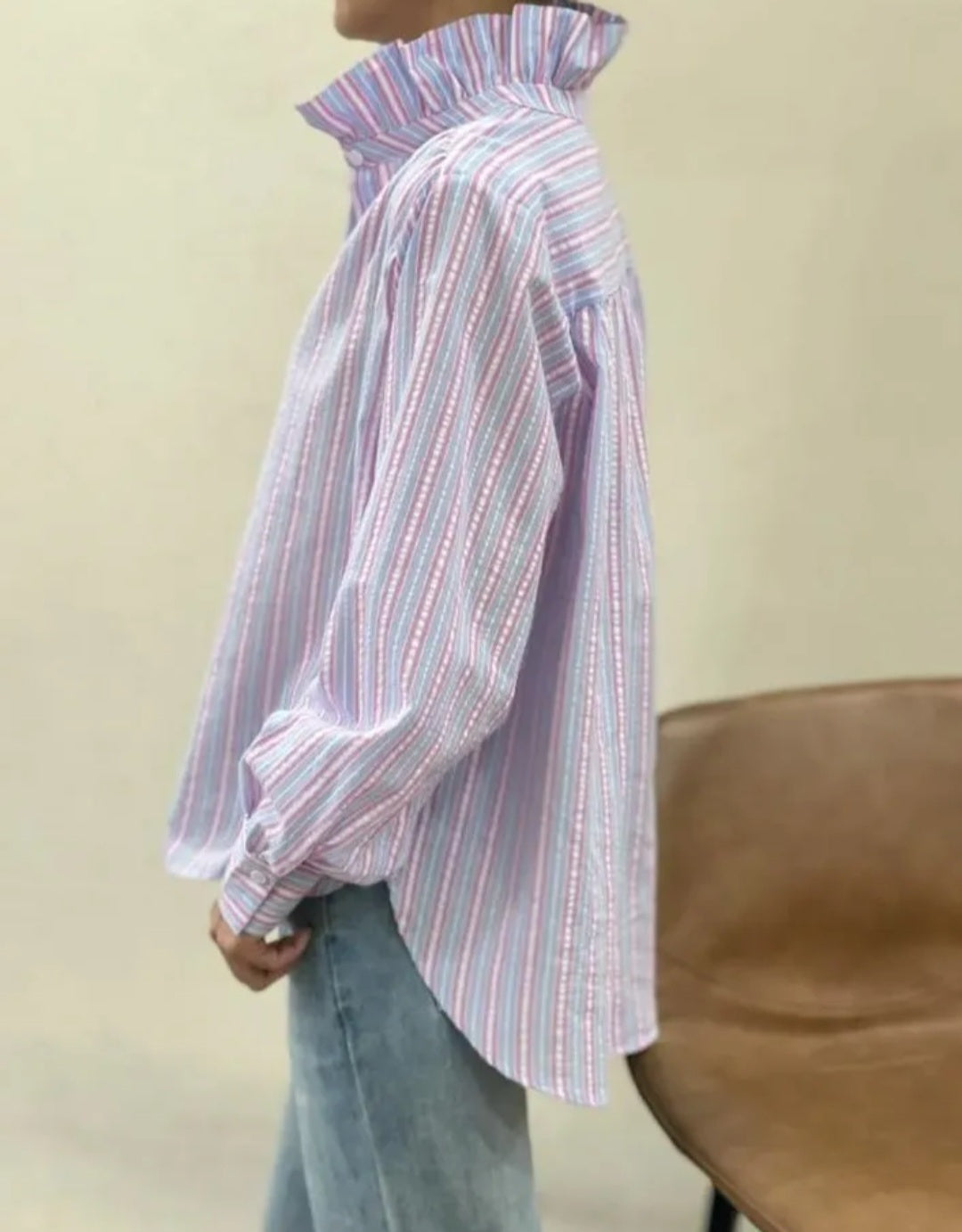 Chemise rayures Rose/Bleue