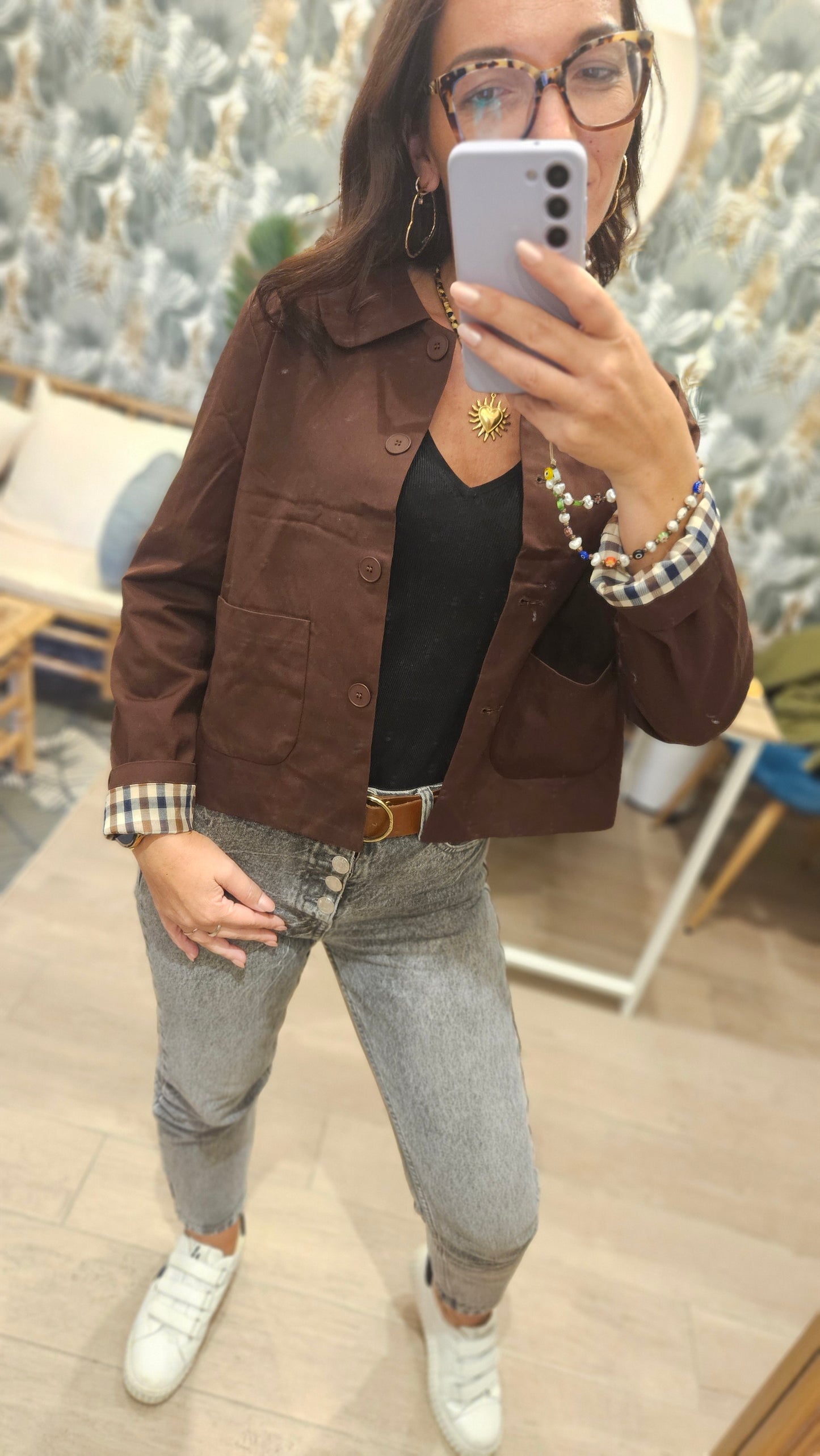 Veste courte Marron