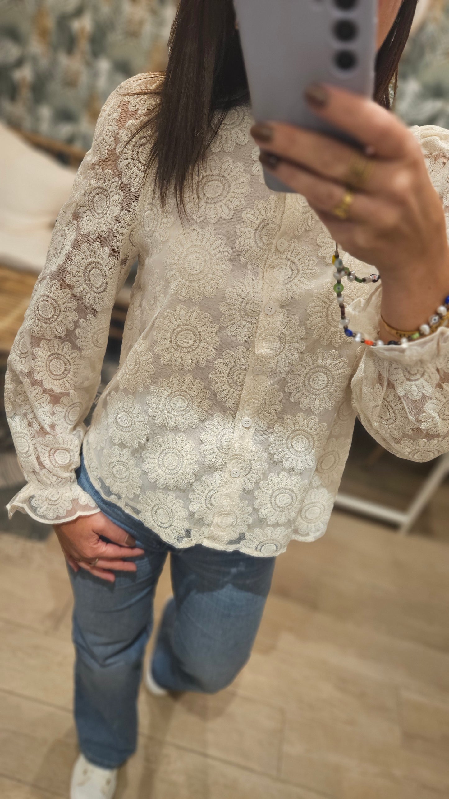 Blouse/chemise écru col lisse