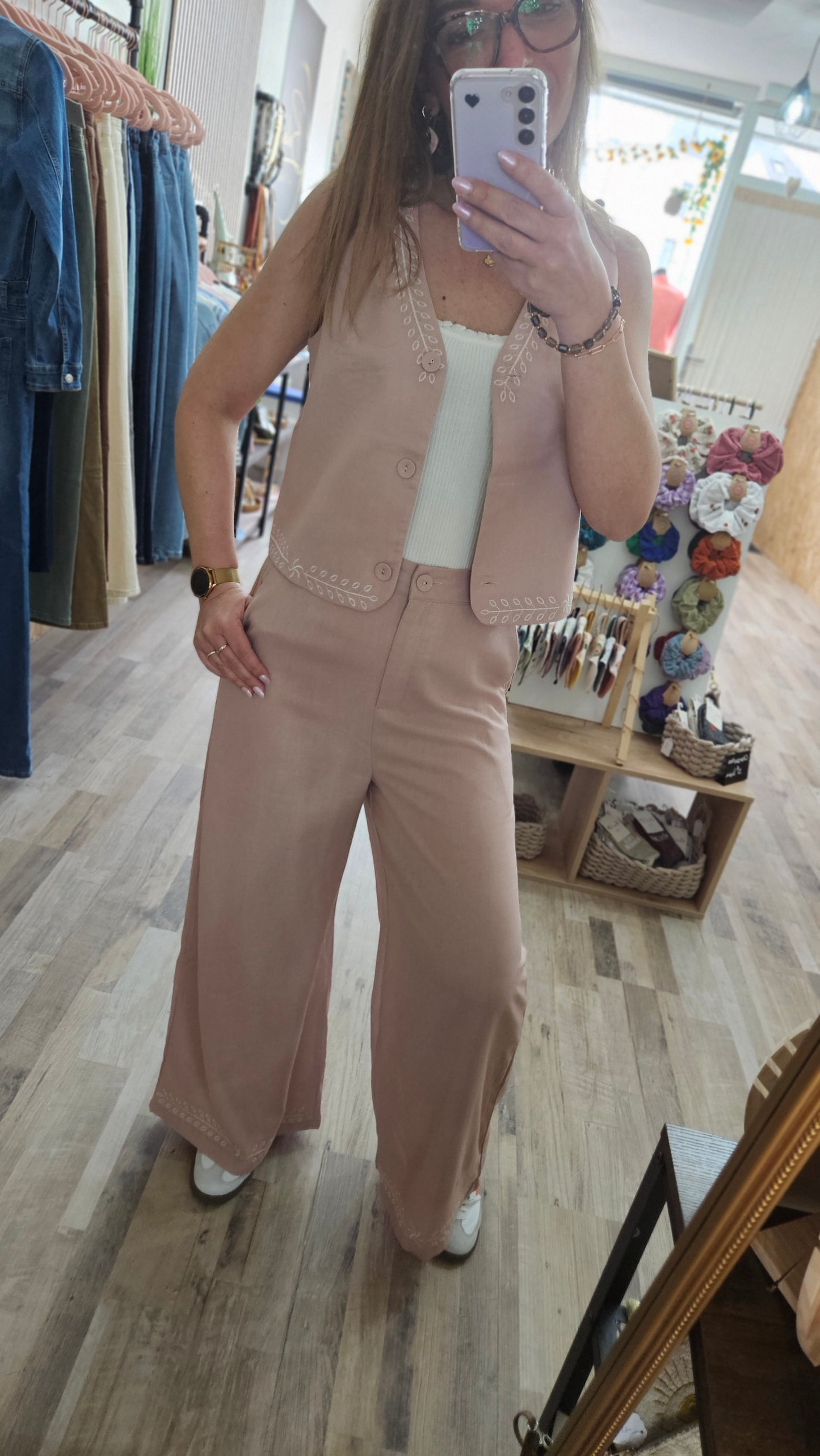 Pantalon fluide rose